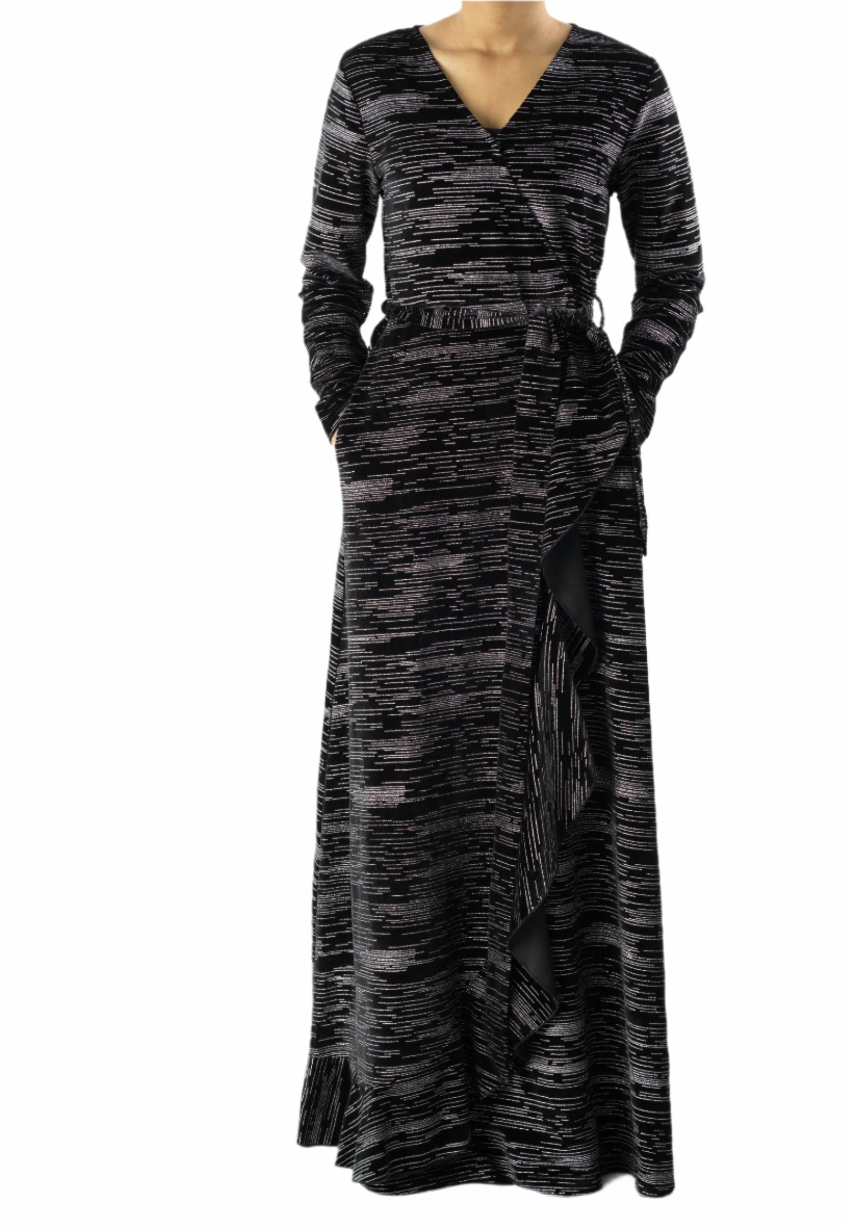Sidra wrapped velvet modest maxi dress Kabayare
