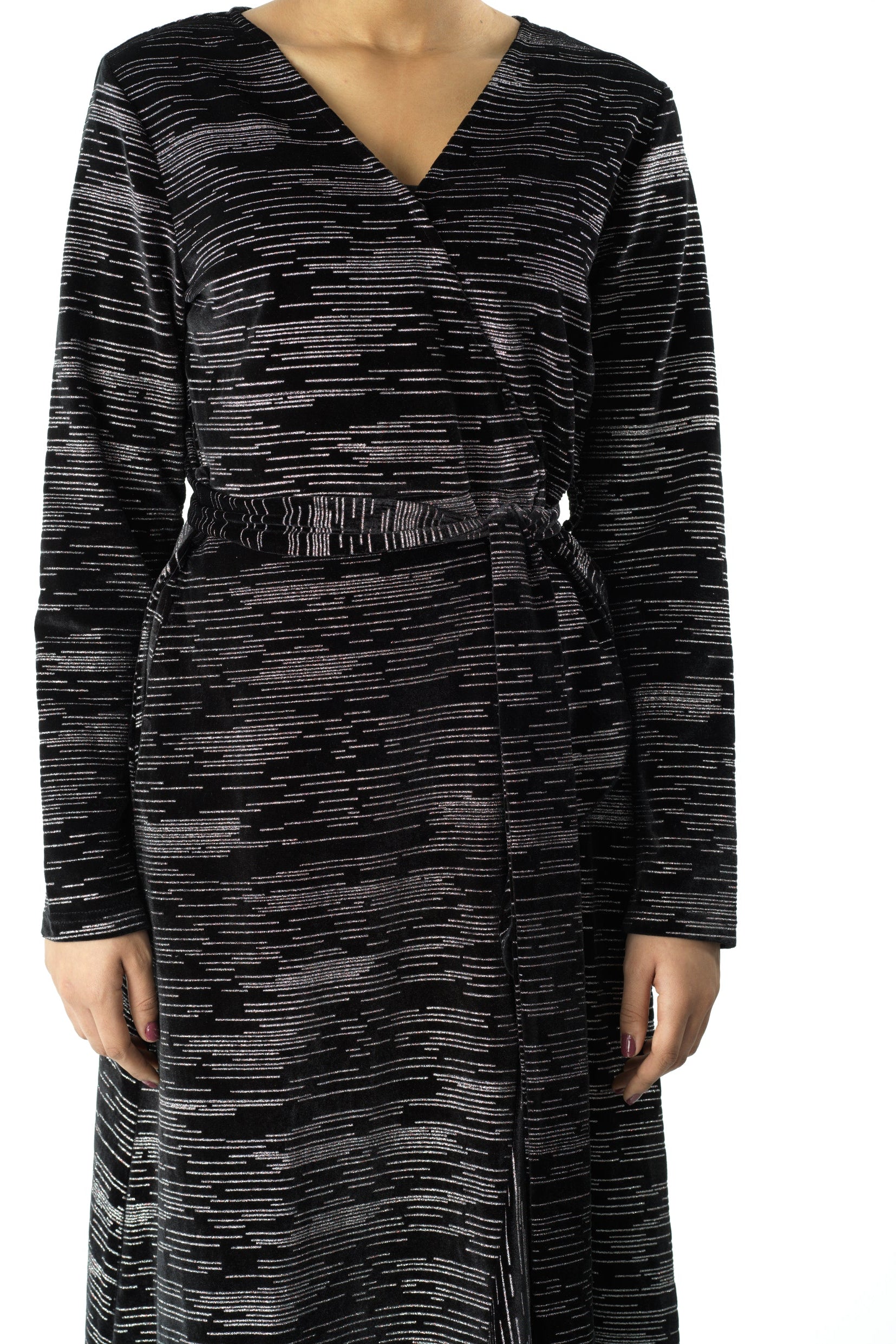 Sidra wrapped velvet modest maxi dress Kabayare