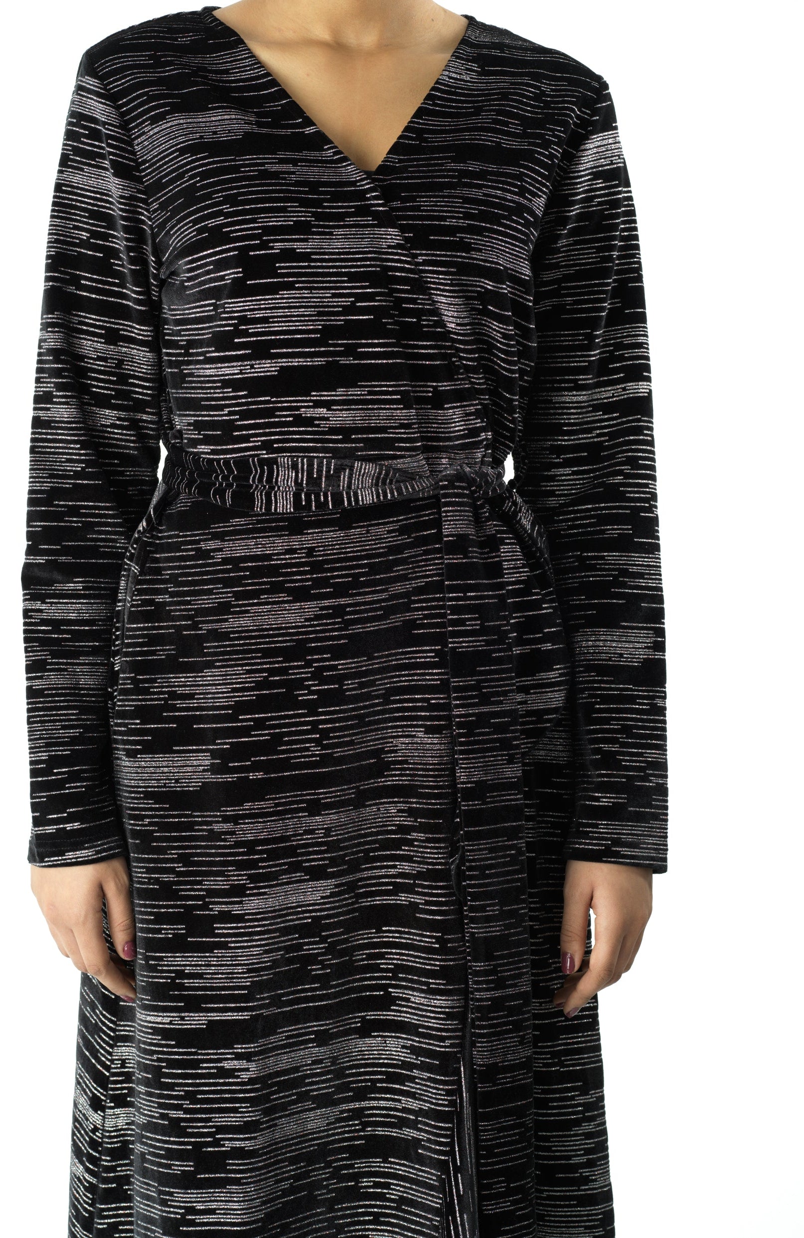 Sidra wrapped velvet modest maxi dress Kabayare