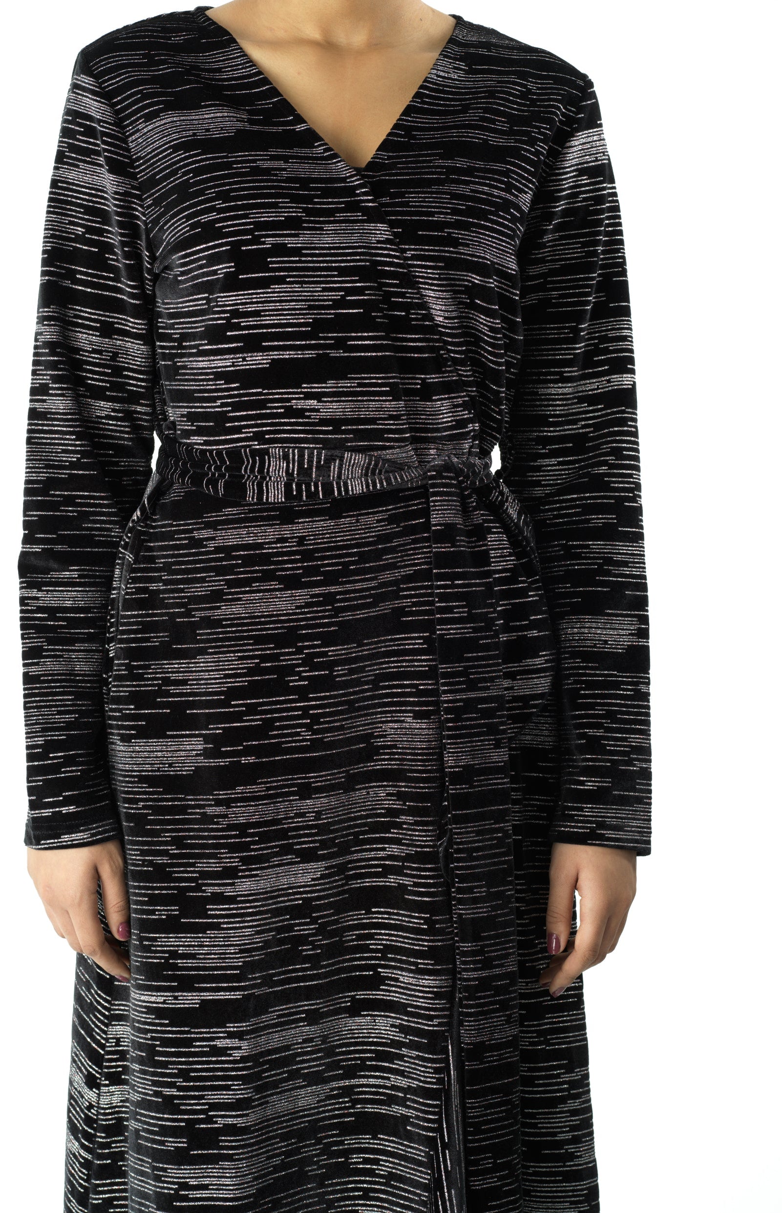 Sidra wrapped velvet modest maxi dress Kabayare