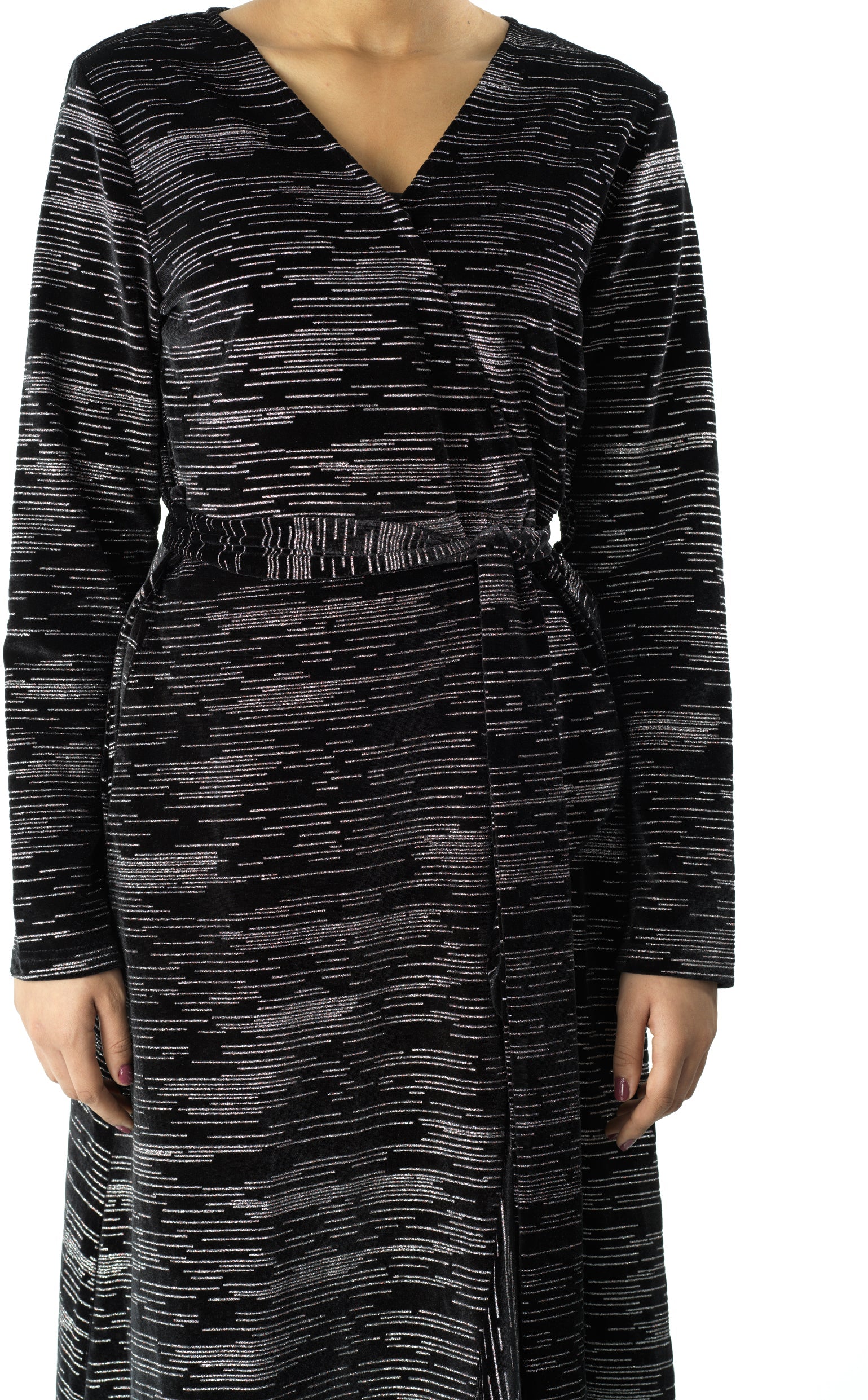 Sidra wrapped velvet modest maxi dress Kabayare