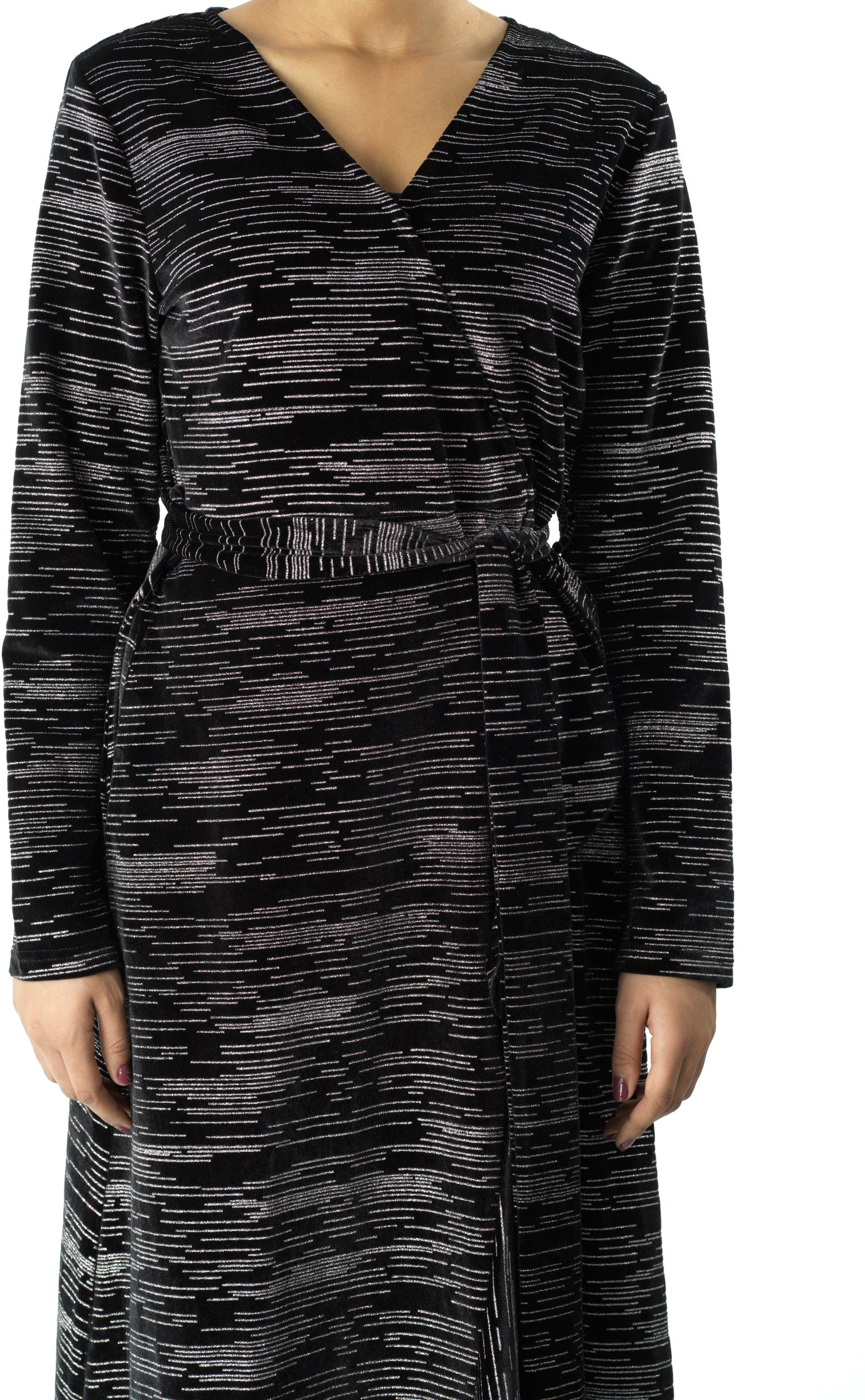 Sidra wrapped velvet modest maxi dress Kabayare