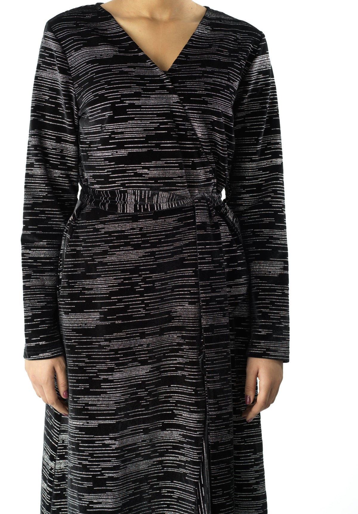 Sidra wrapped velvet modest maxi dress Kabayare