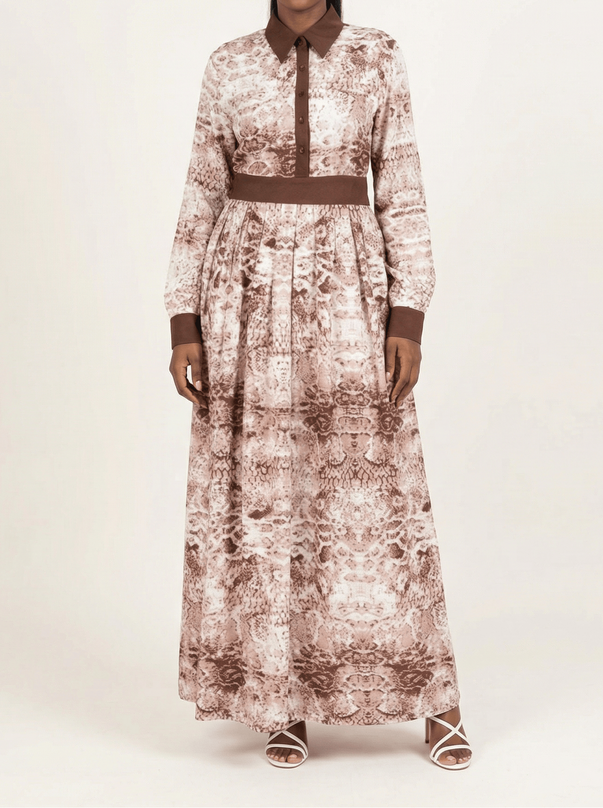 Snake skin long sleeve maxi dress Kabayare