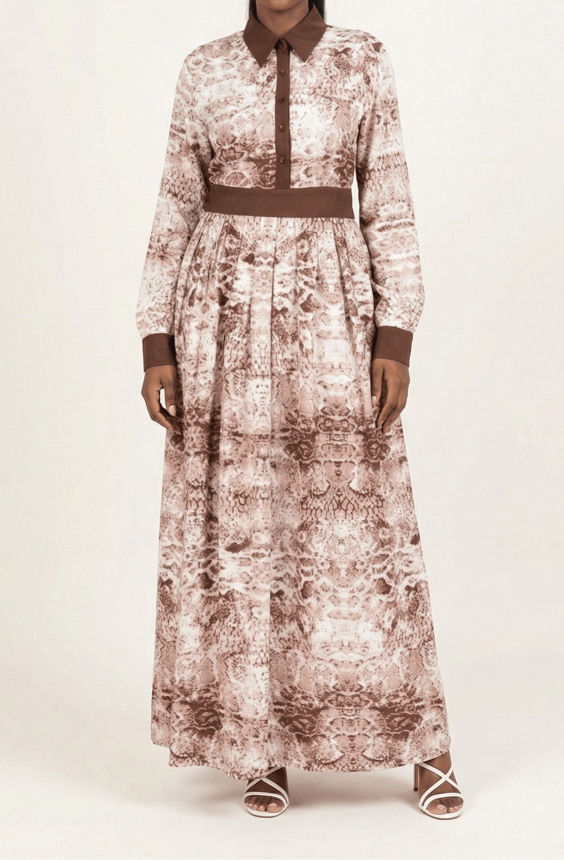 Snake skin long sleeve maxi dress Kabayare