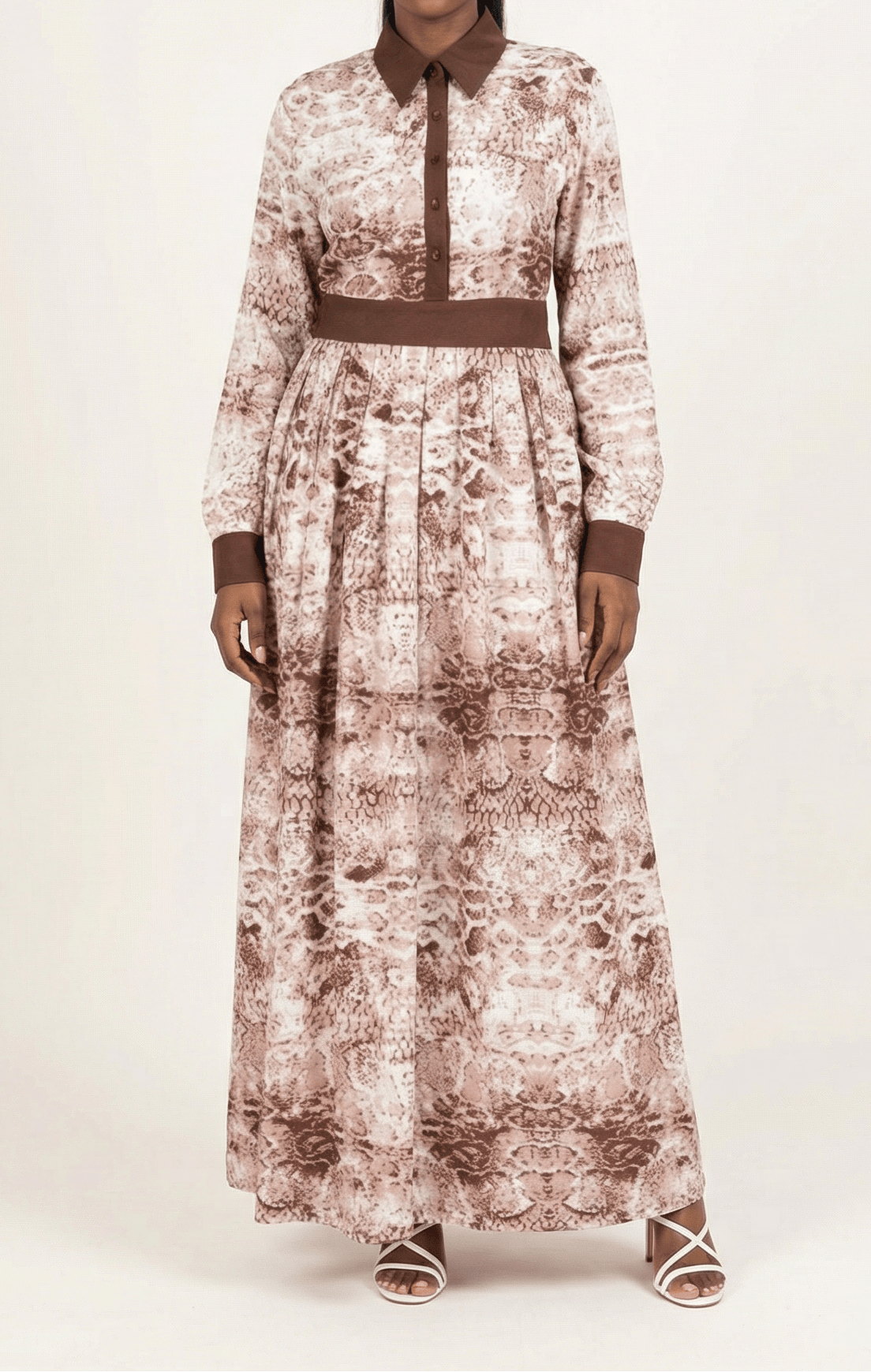 Snake skin long sleeve maxi dress Kabayare