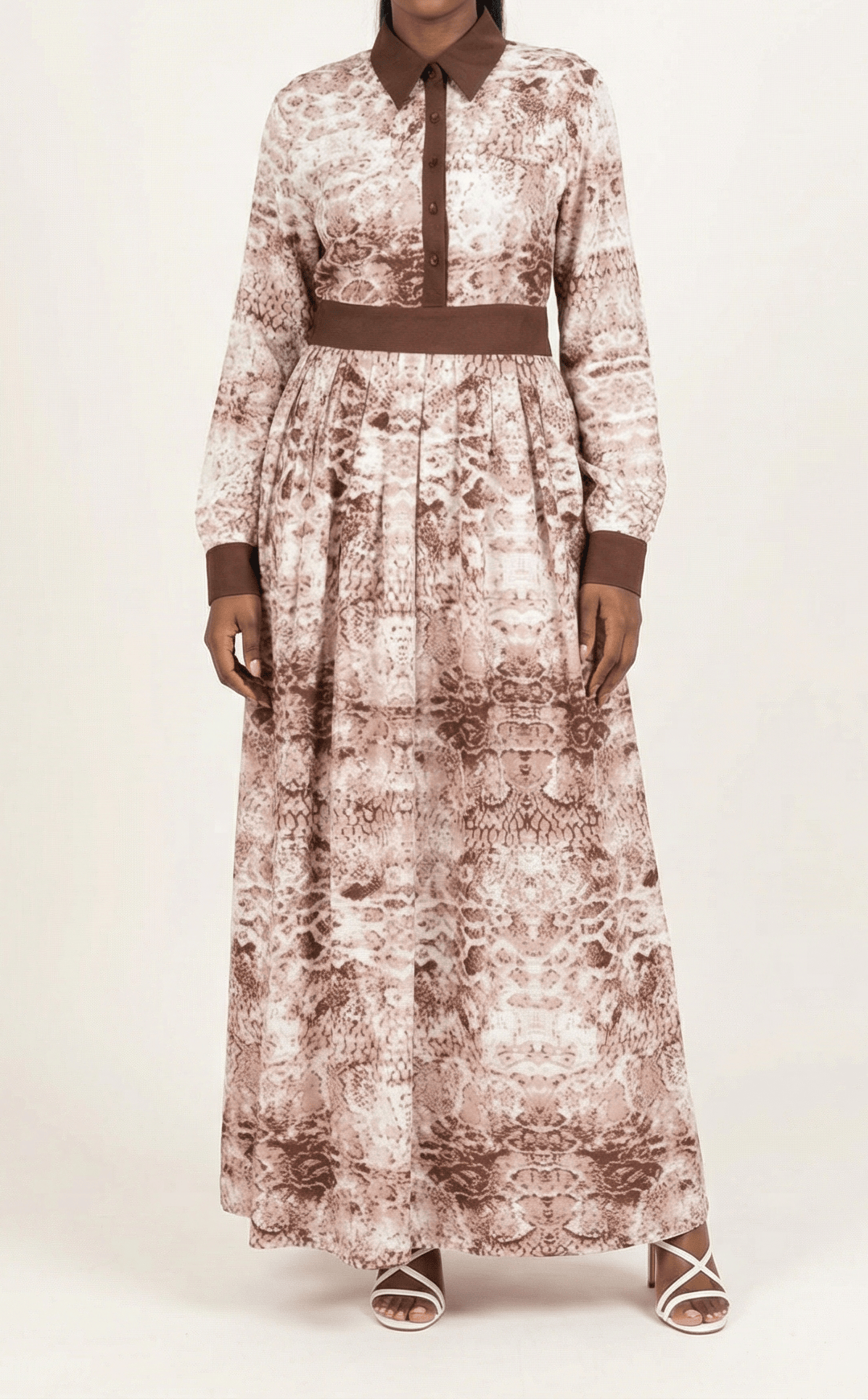 Snake skin long sleeve maxi dress Kabayare