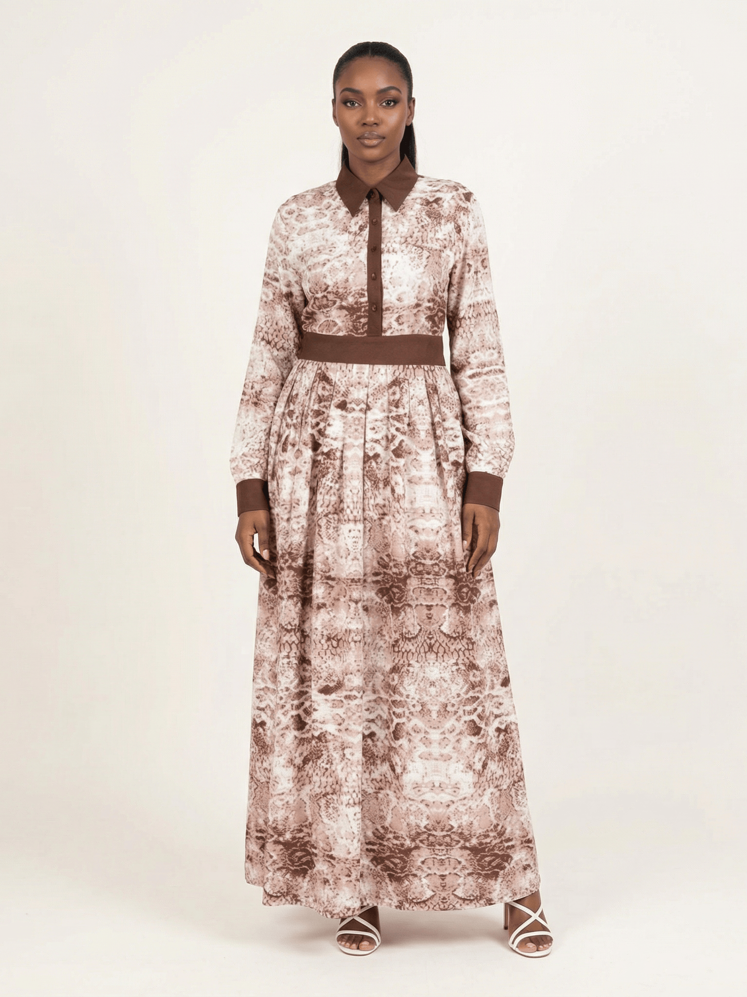 Snake skin long sleeve maxi dress Kabayare