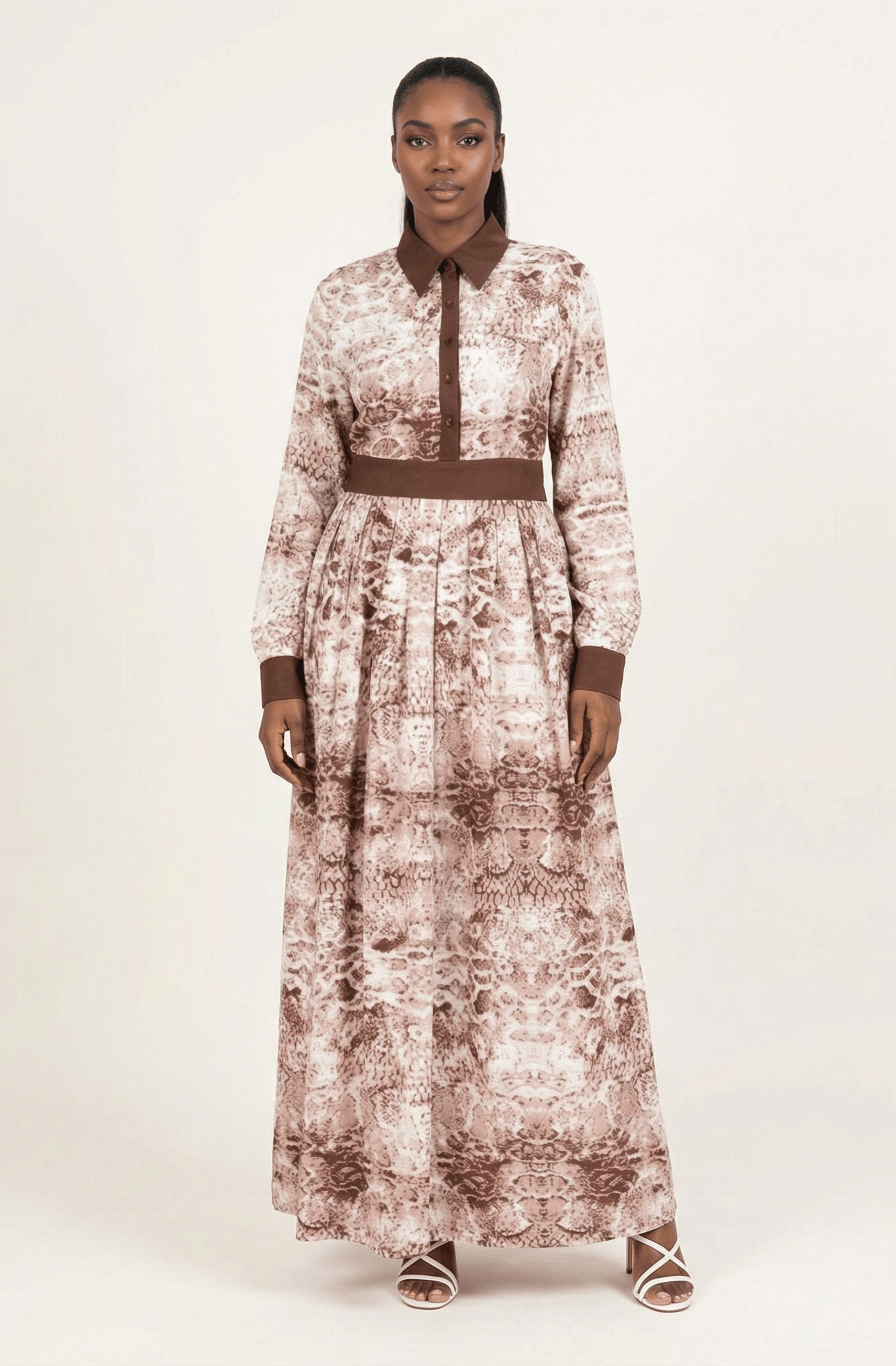 Snake skin long sleeve maxi dress Kabayare
