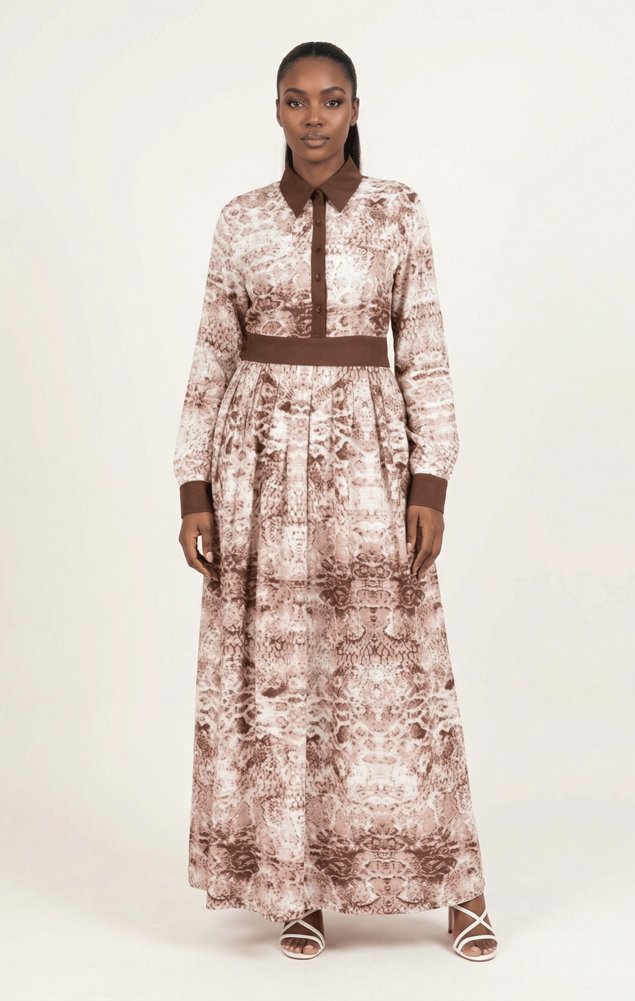 Snake skin long sleeve maxi dress Kabayare