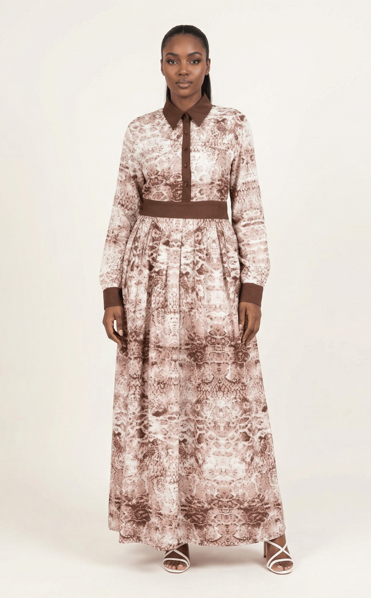 Snake skin long sleeve maxi dress Kabayare