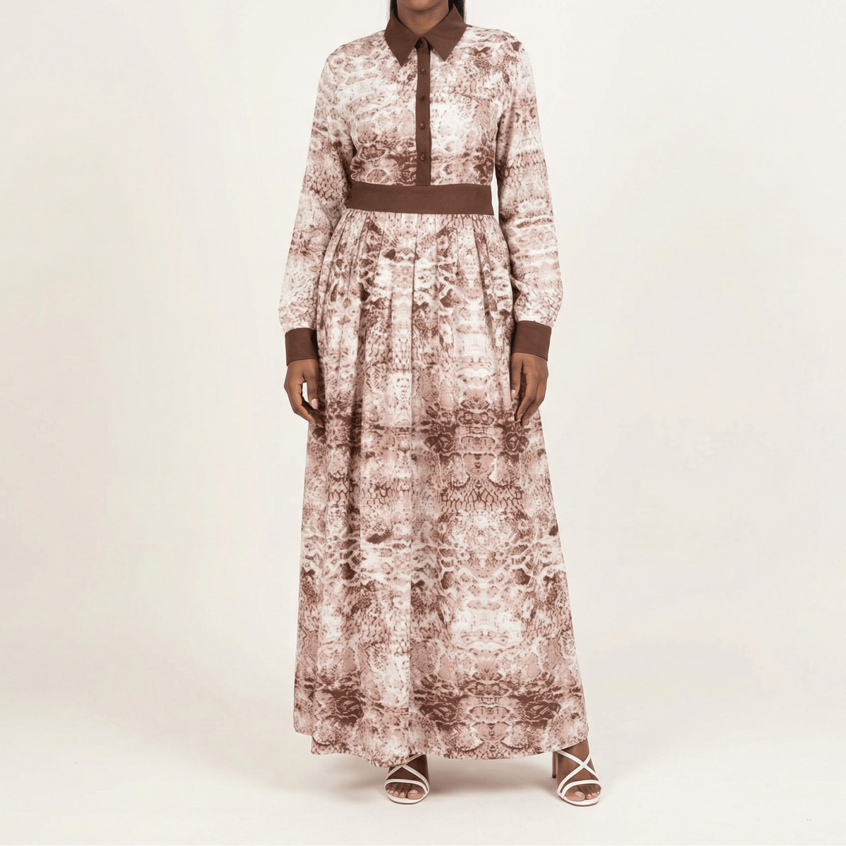 Snake skin long sleeve maxi dress Kabayare