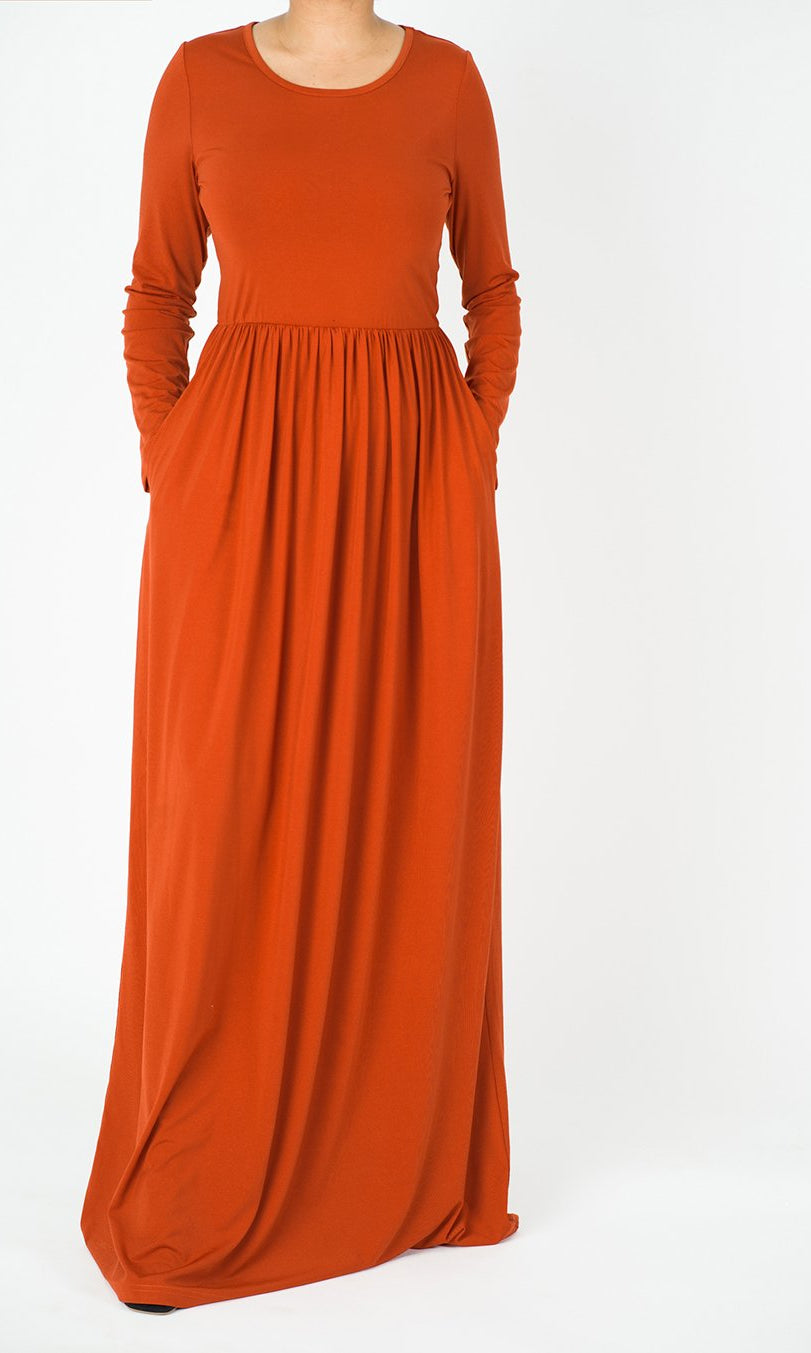 Soft Milk Silk Maxi Dress / Pockets Kabayare