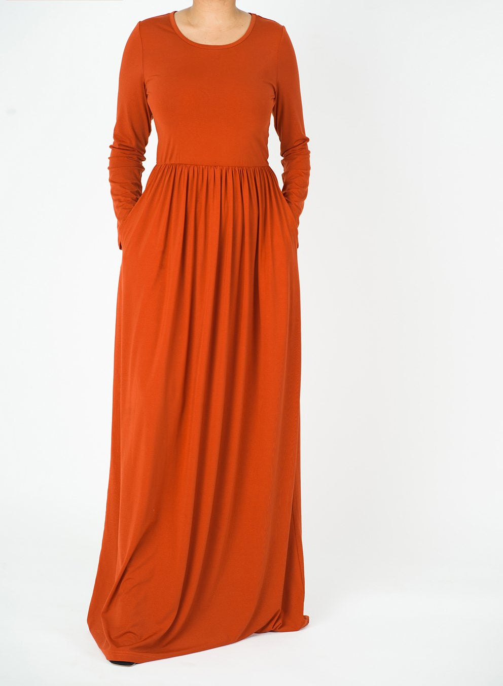 Soft Milk Silk Maxi Dress / Pockets Kabayare