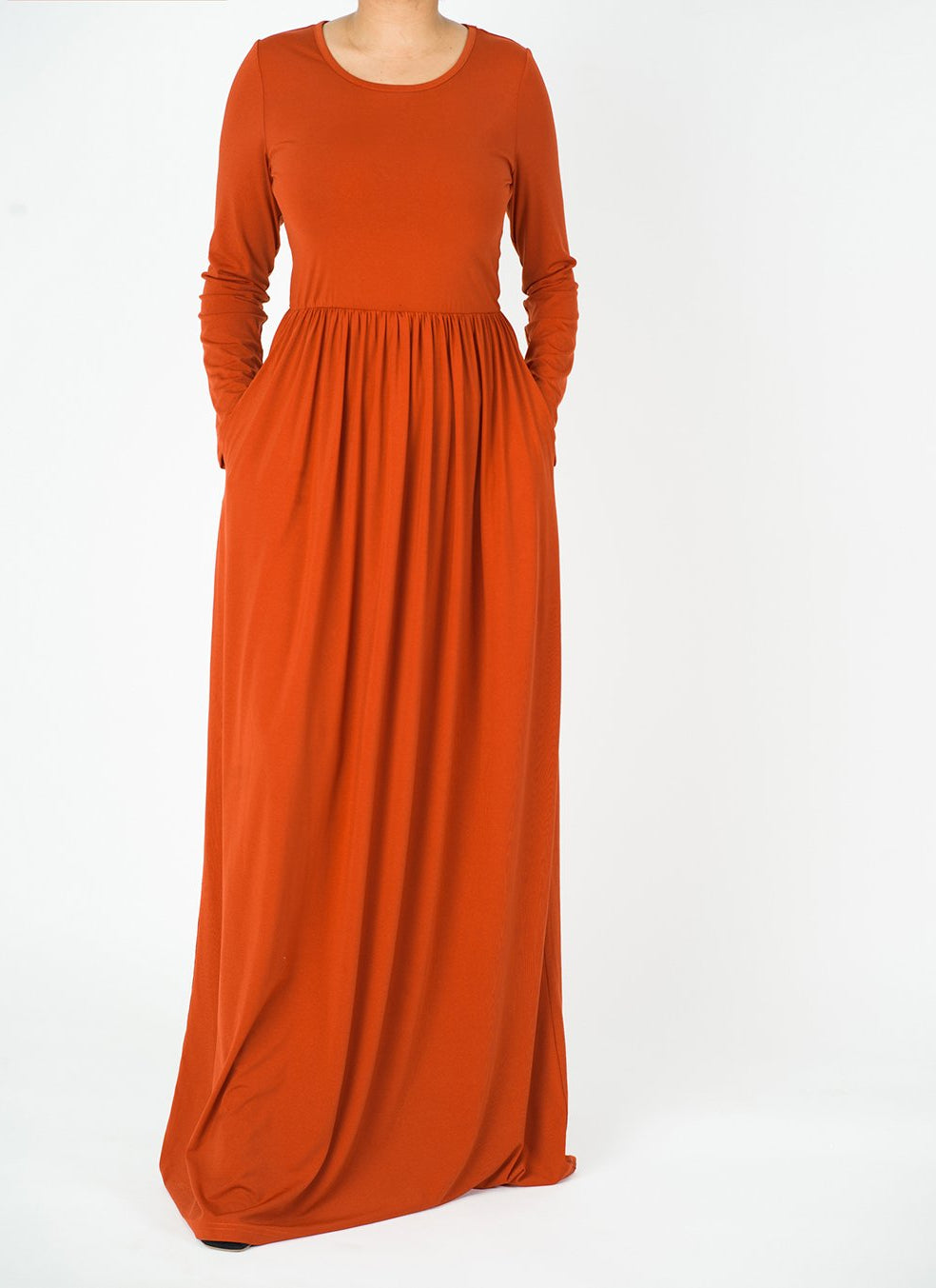 Soft Milk Silk Maxi Dress / Pockets Kabayare