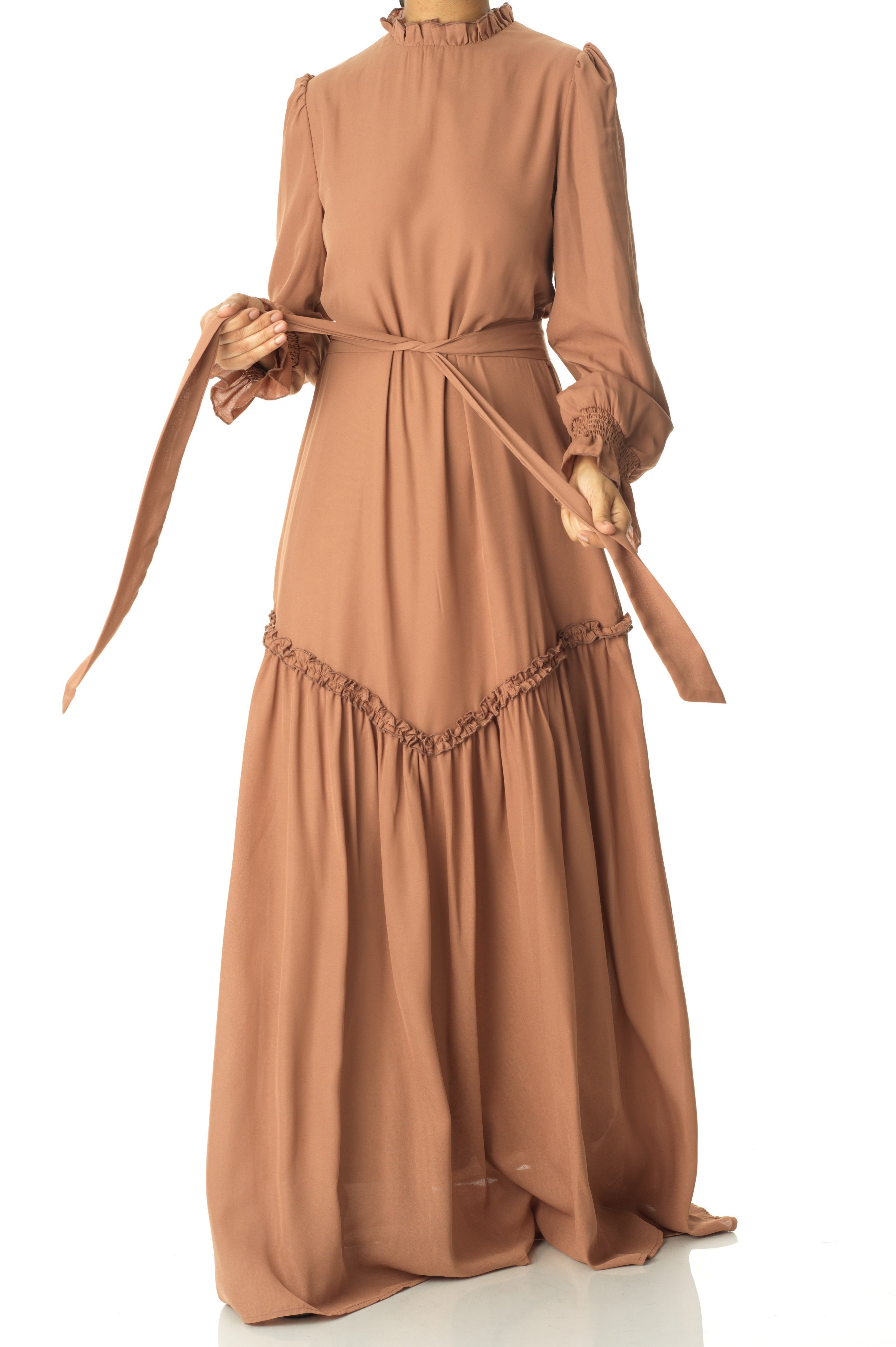 Soft Mocha Barcelona long sleeve maxi dress Kabayare