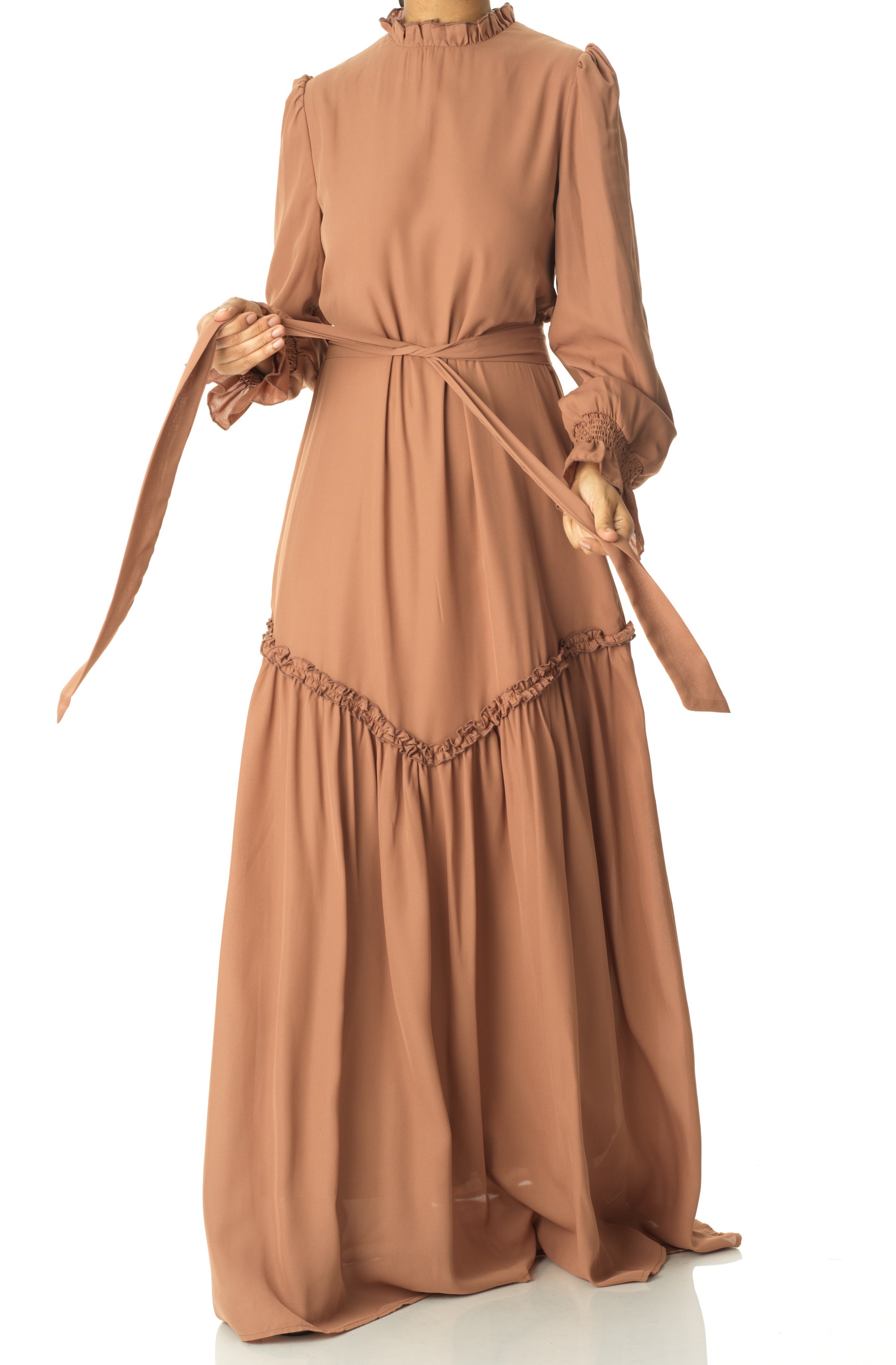 Soft Mocha Barcelona long sleeve maxi dress Kabayare