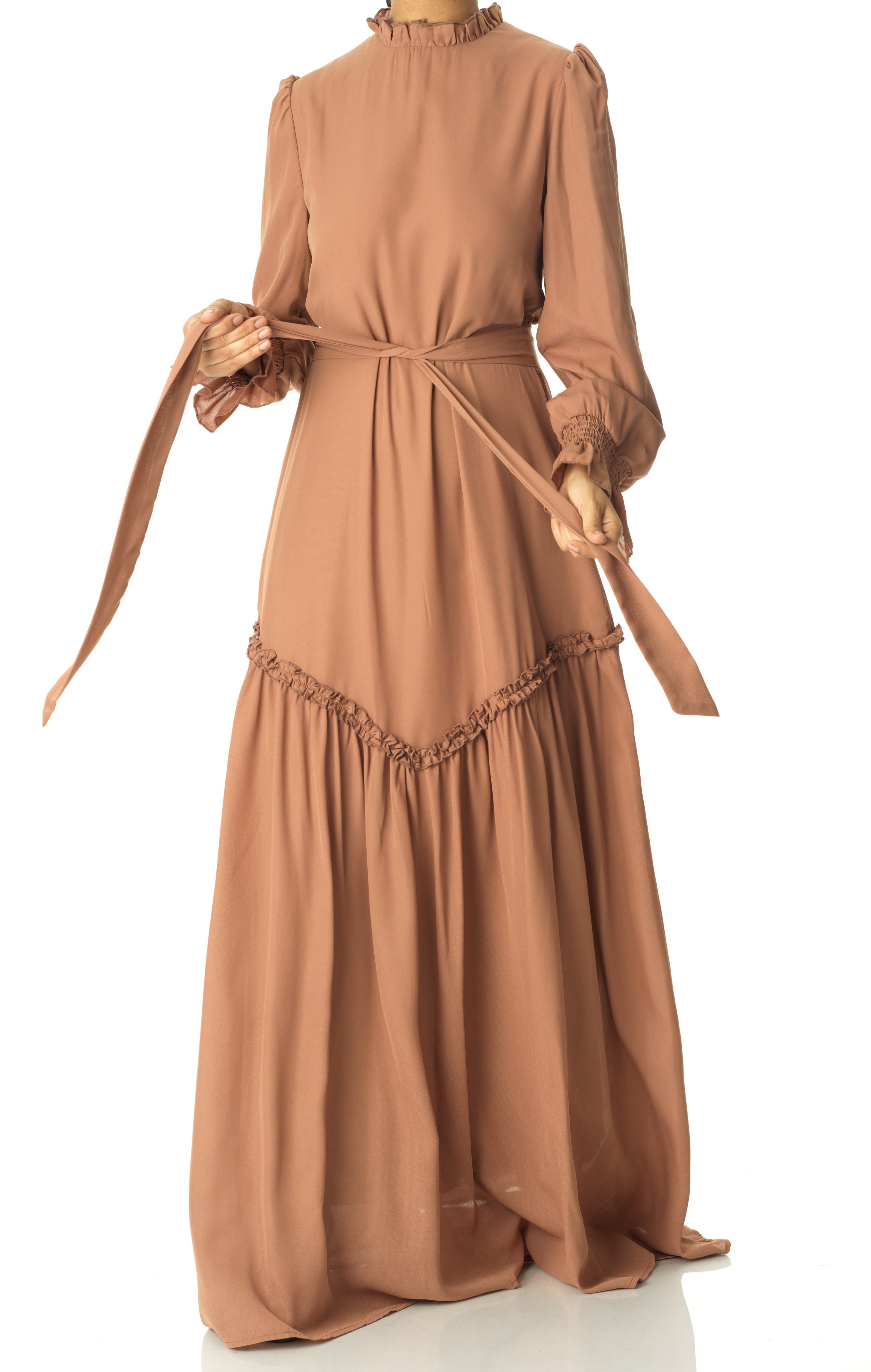 Soft Mocha Barcelona long sleeve maxi dress Kabayare