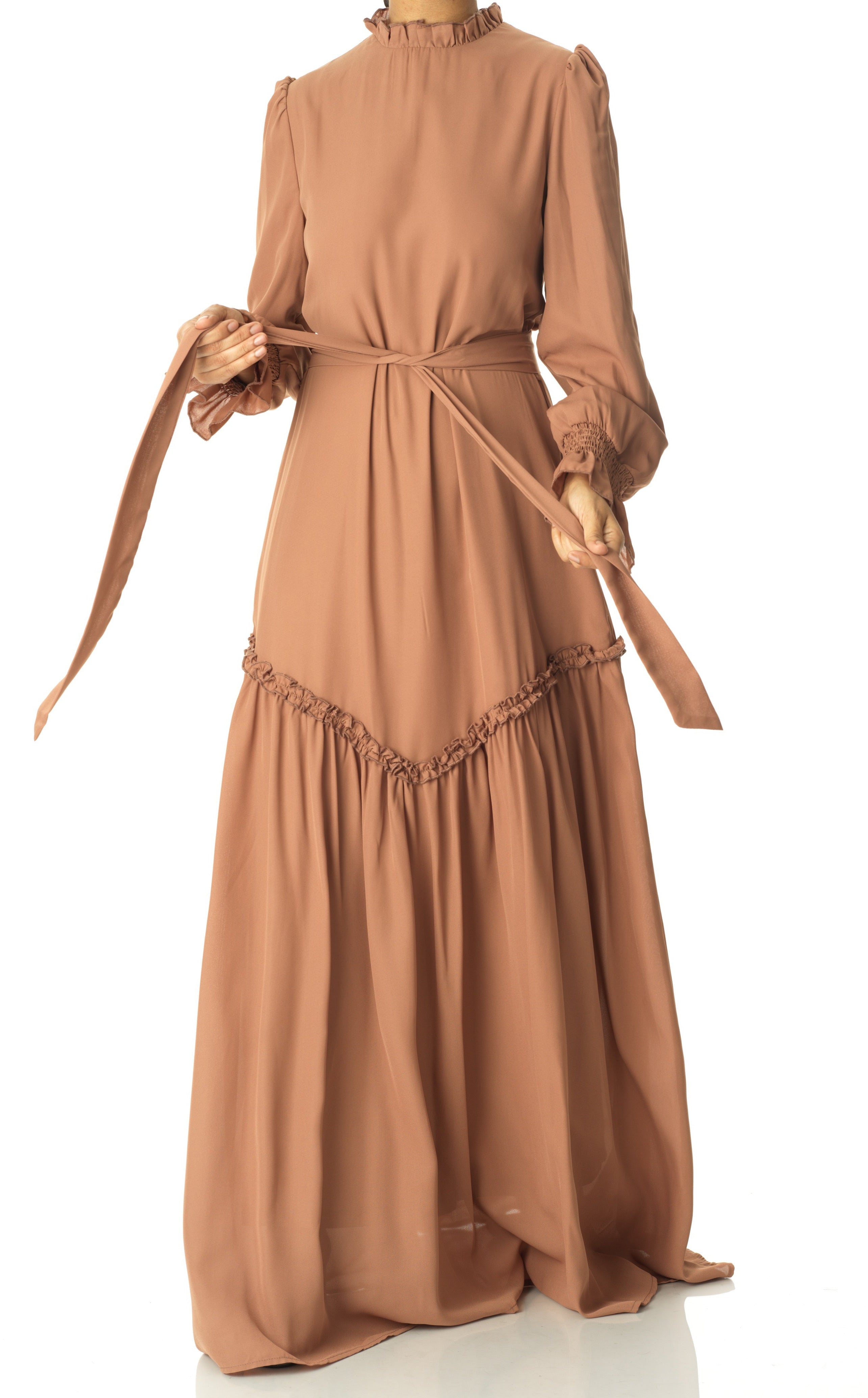 Soft Mocha Barcelona long sleeve maxi dress Kabayare