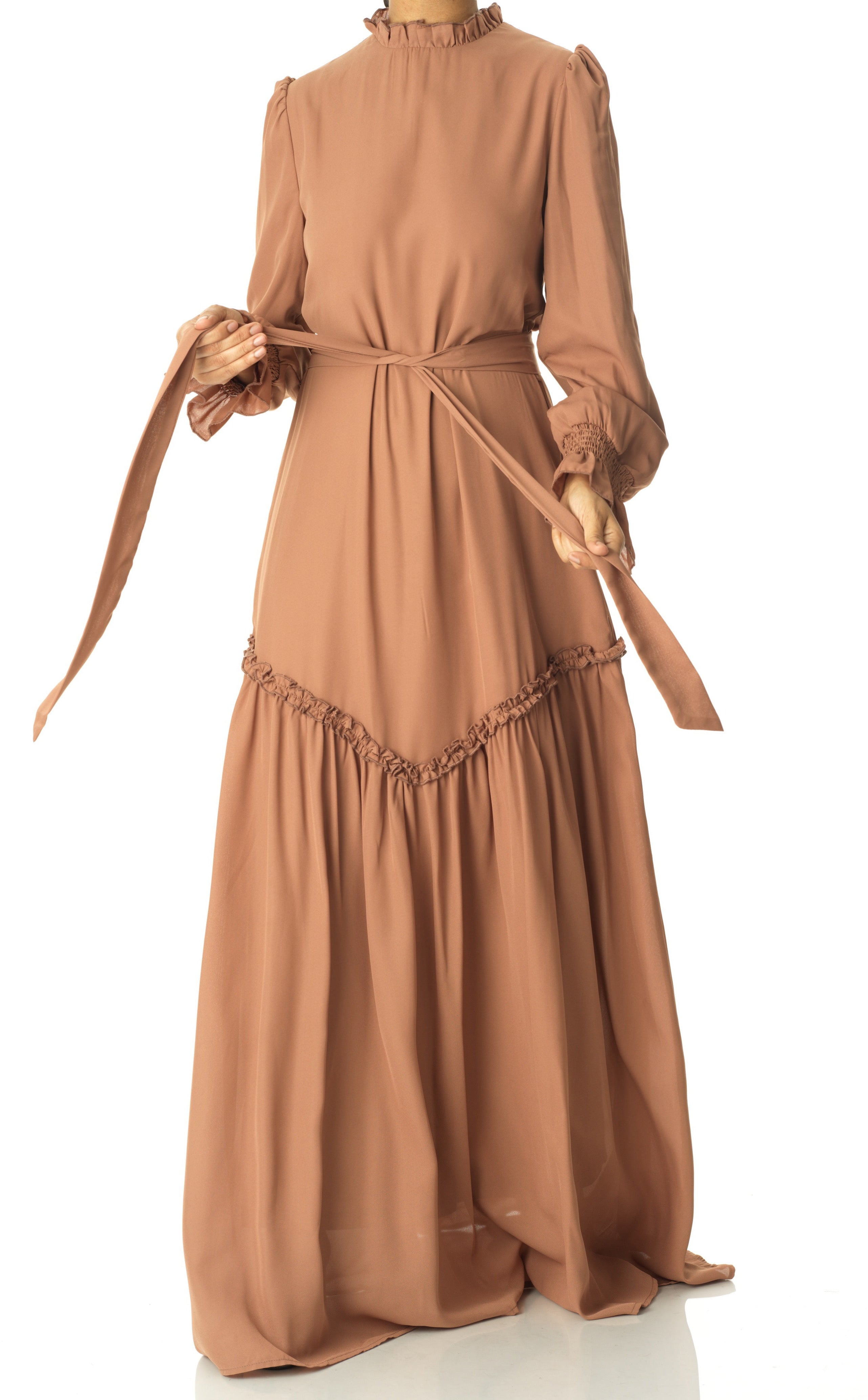 Soft Mocha Barcelona long sleeve maxi dress Kabayare