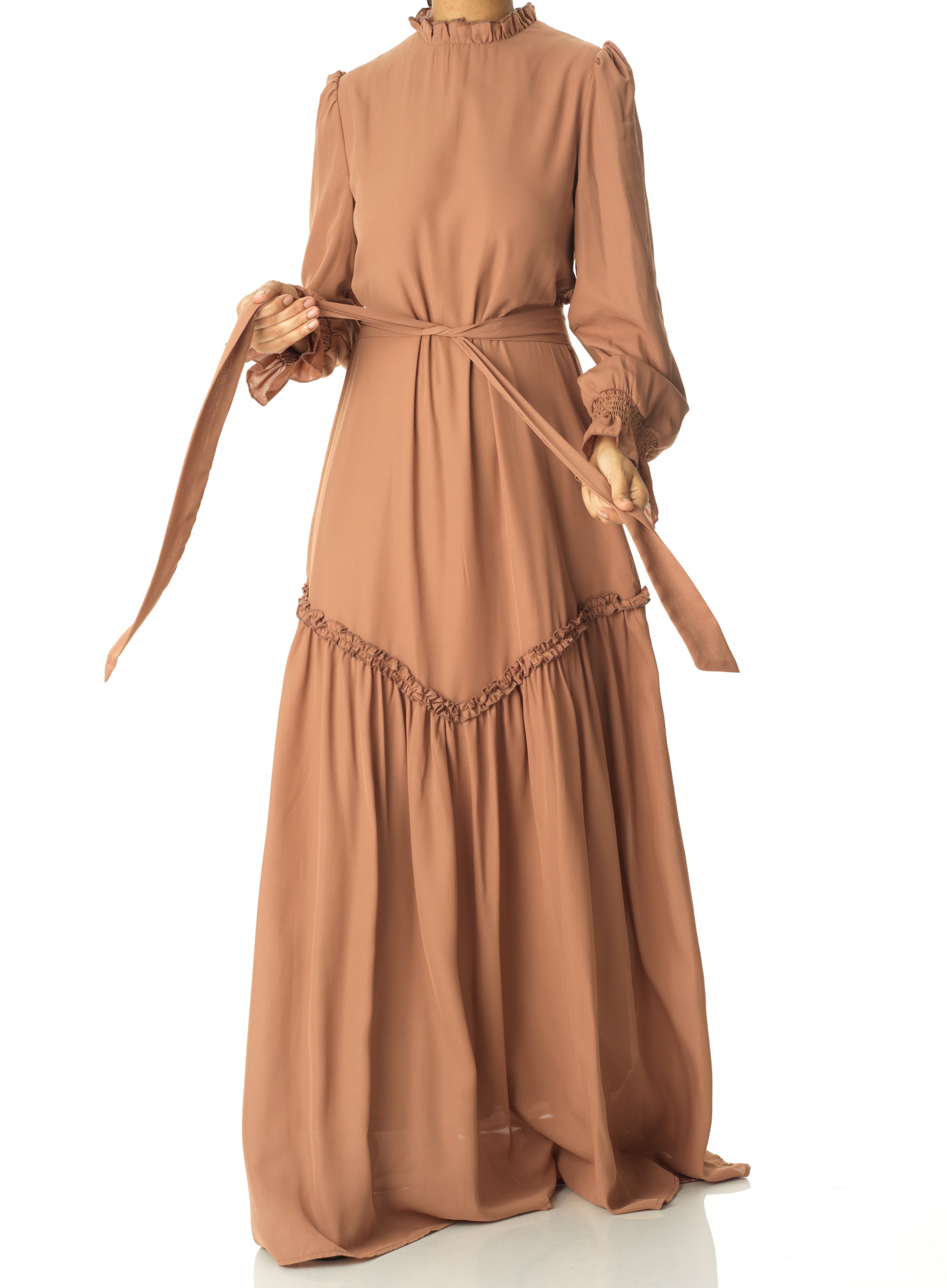 Soft Mocha Barcelona long sleeve maxi dress Kabayare