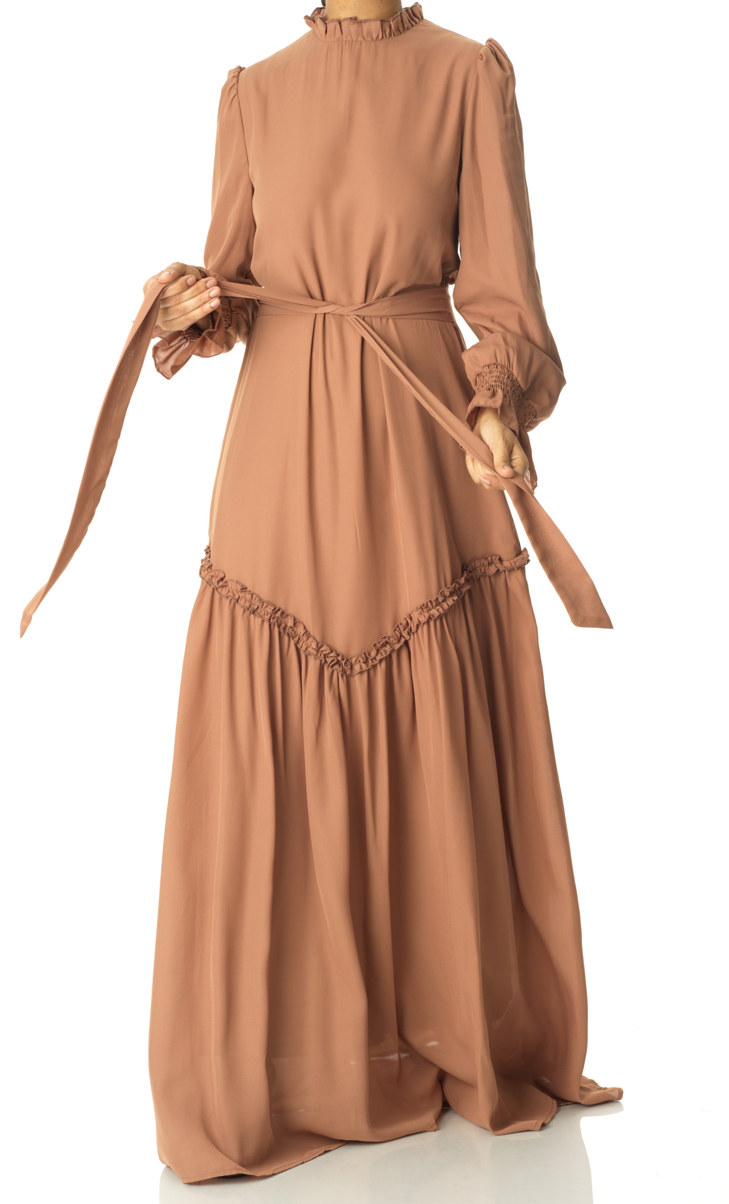 Soft Mocha Barcelona long sleeve maxi dress Kabayare