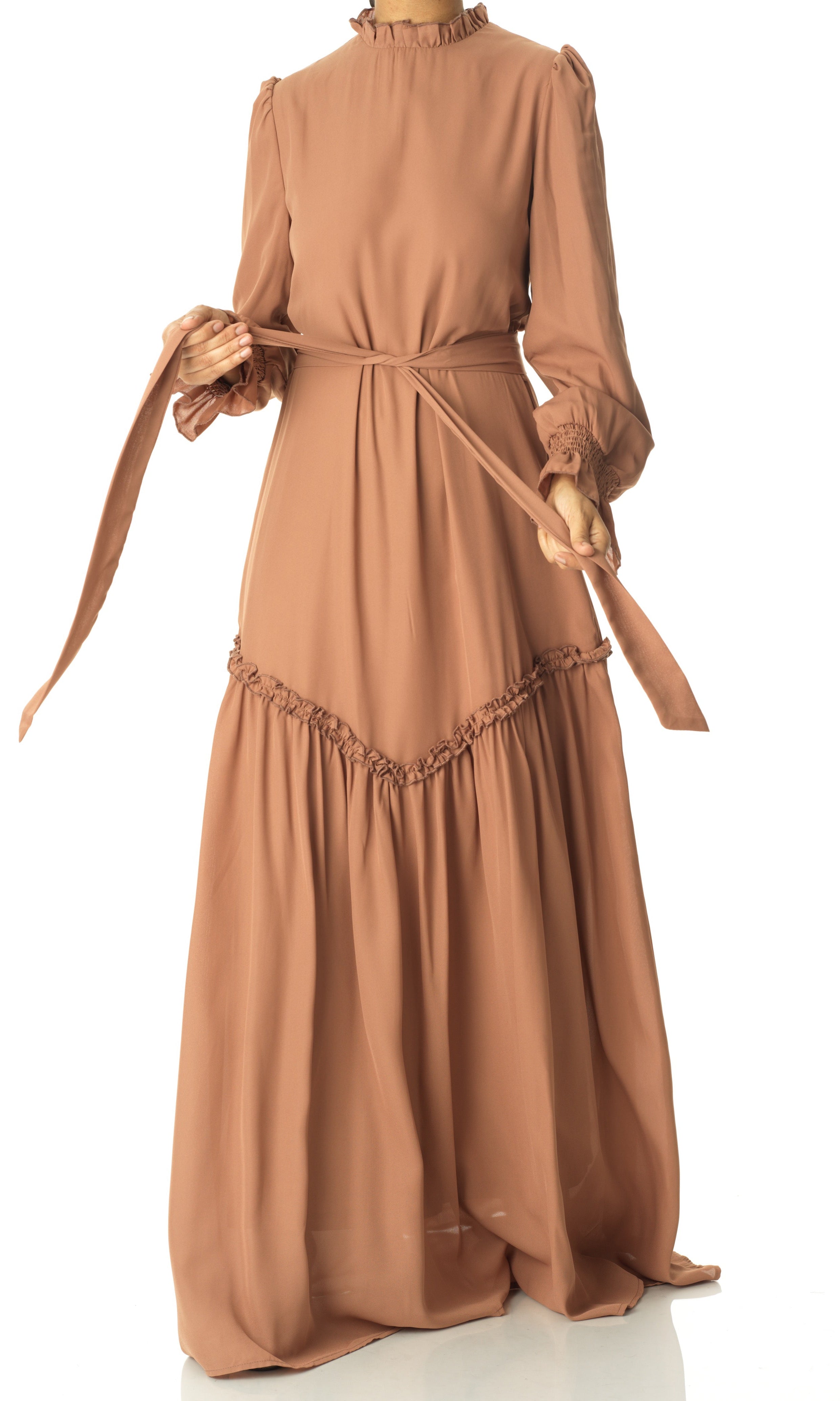 Soft Mocha Barcelona long sleeve maxi dress Kabayare