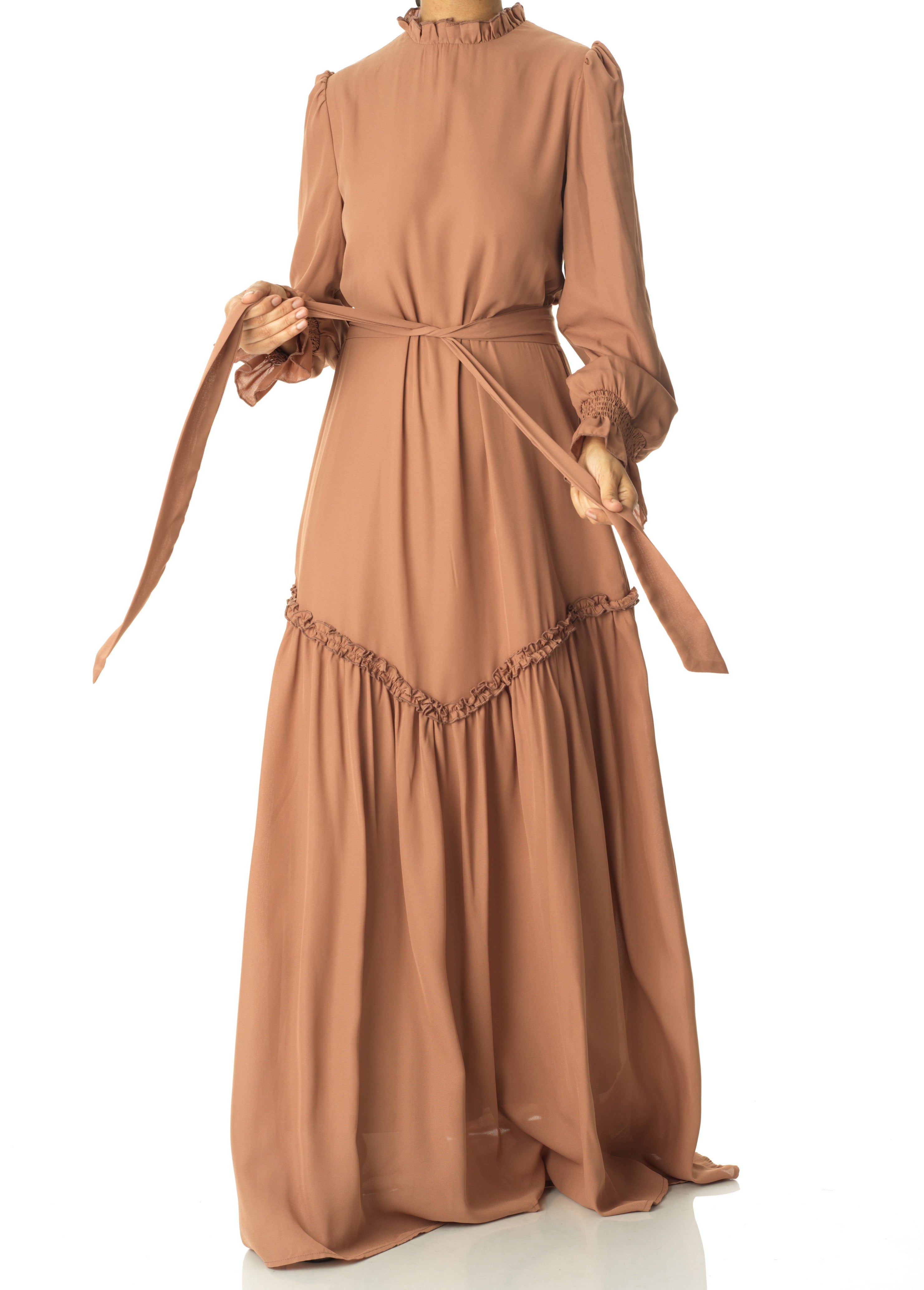 Soft Mocha Barcelona long sleeve maxi dress Kabayare