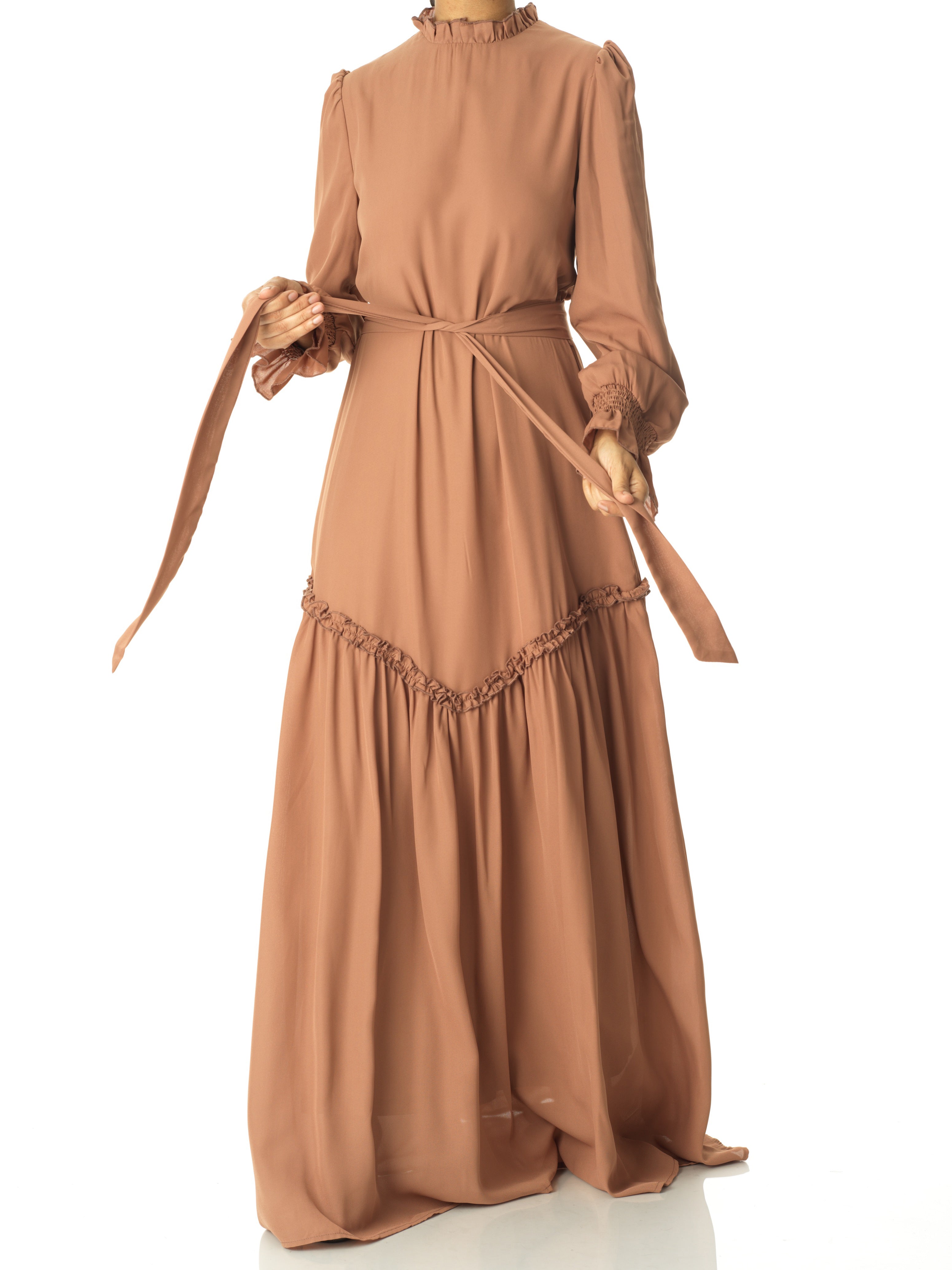 Soft Mocha Barcelona long sleeve maxi dress Kabayare