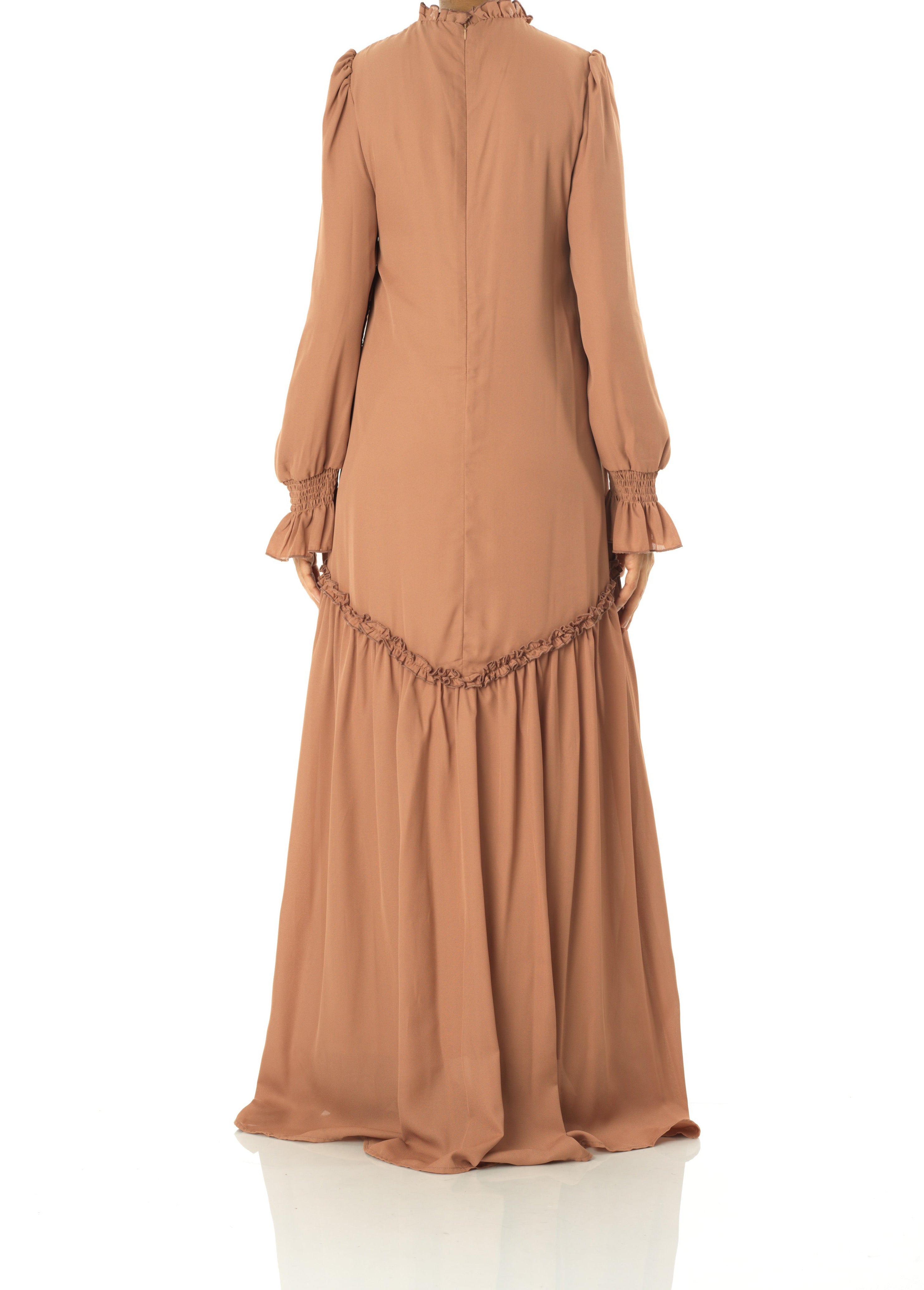 Soft Mocha Barcelona long sleeve maxi dress Kabayare