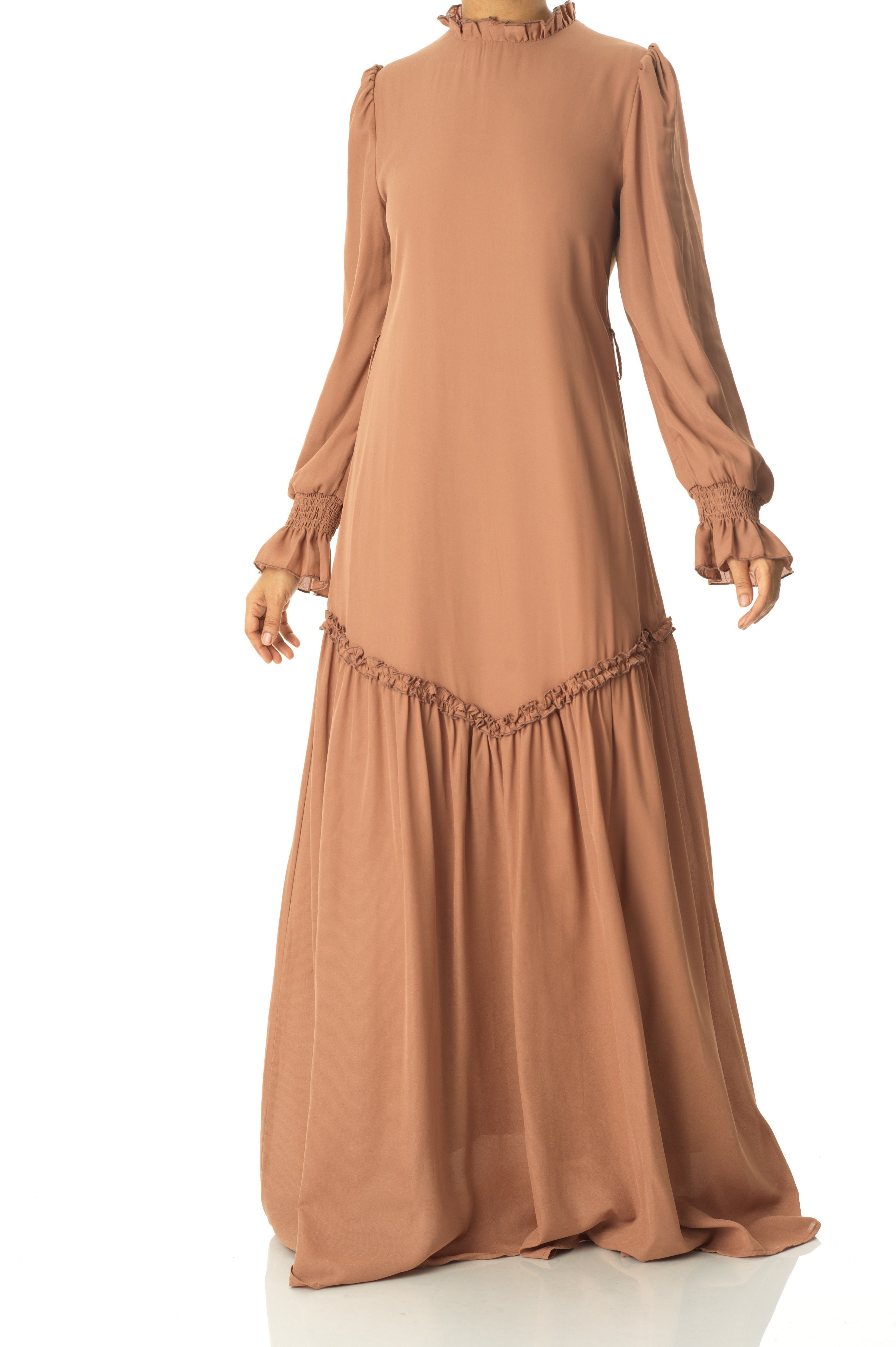 Soft Mocha Barcelona long sleeve maxi dress Kabayare