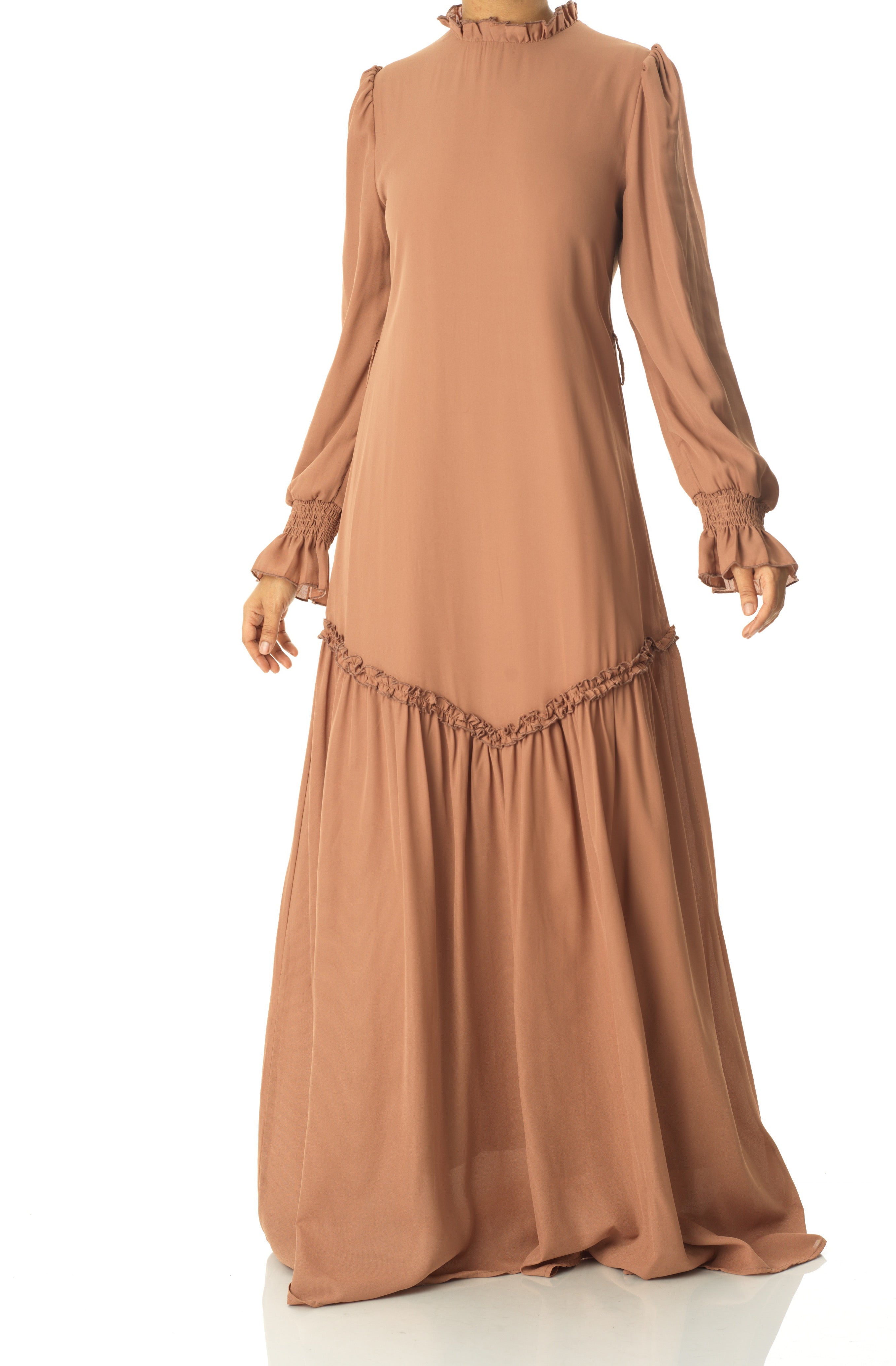 Soft Mocha Barcelona long sleeve maxi dress Kabayare