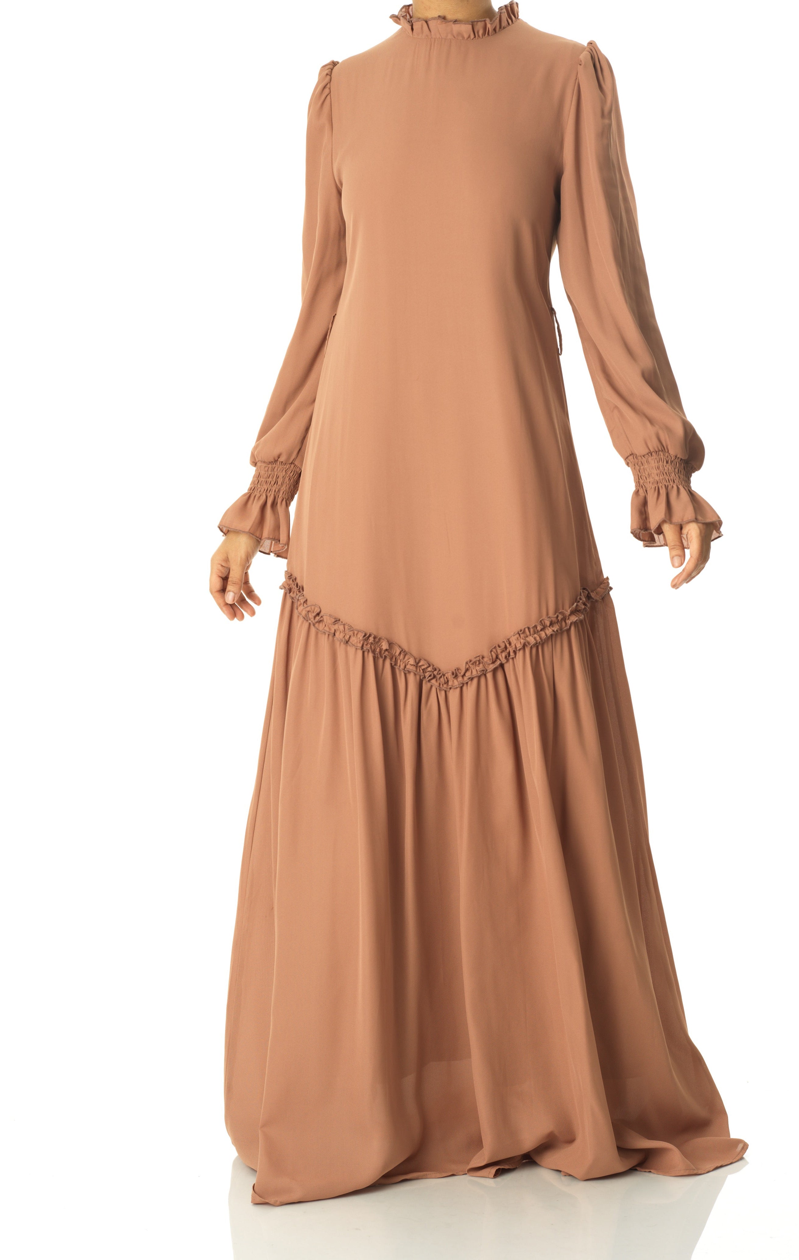 Soft Mocha Barcelona long sleeve maxi dress Kabayare