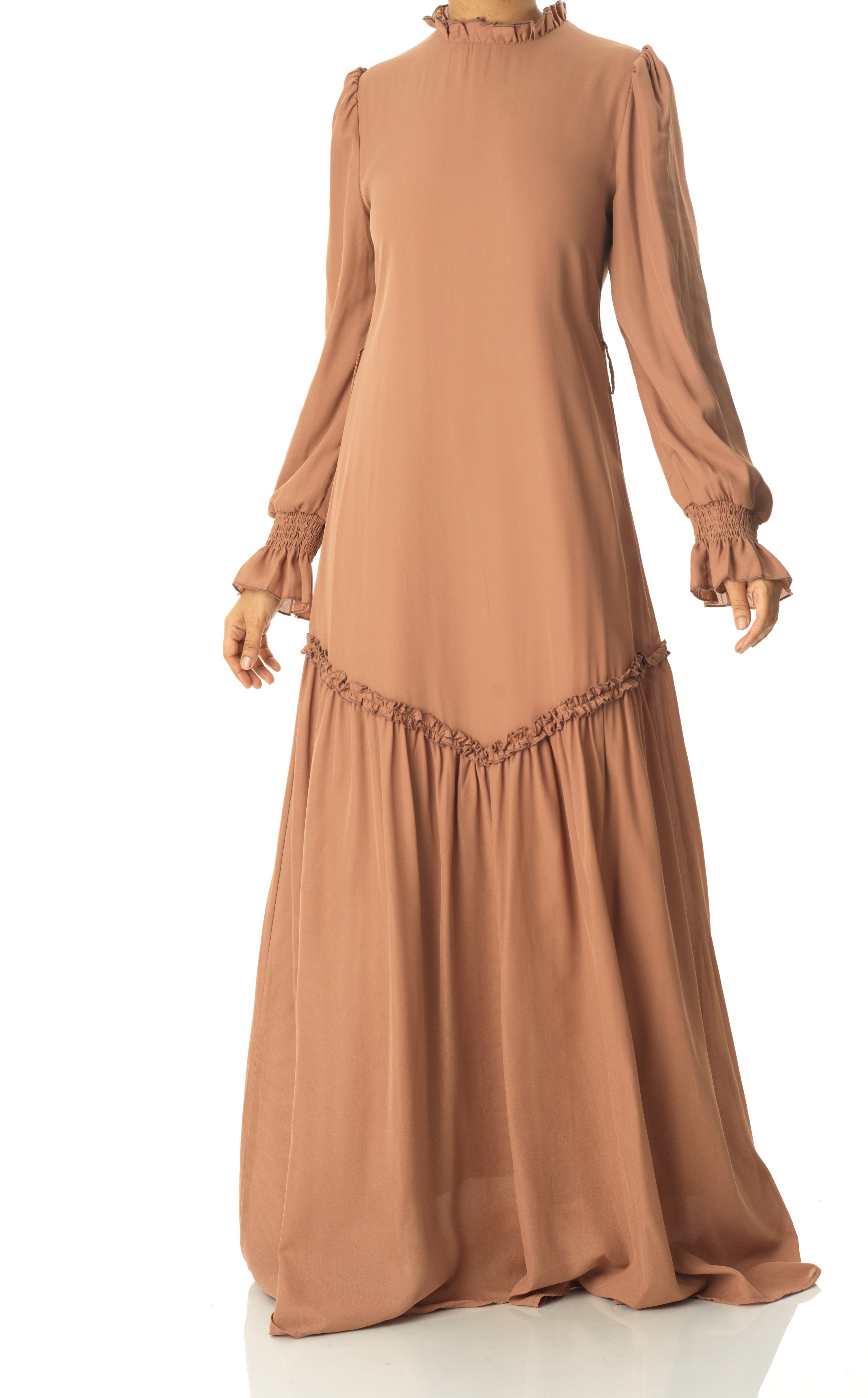 Soft Mocha Barcelona long sleeve maxi dress Kabayare