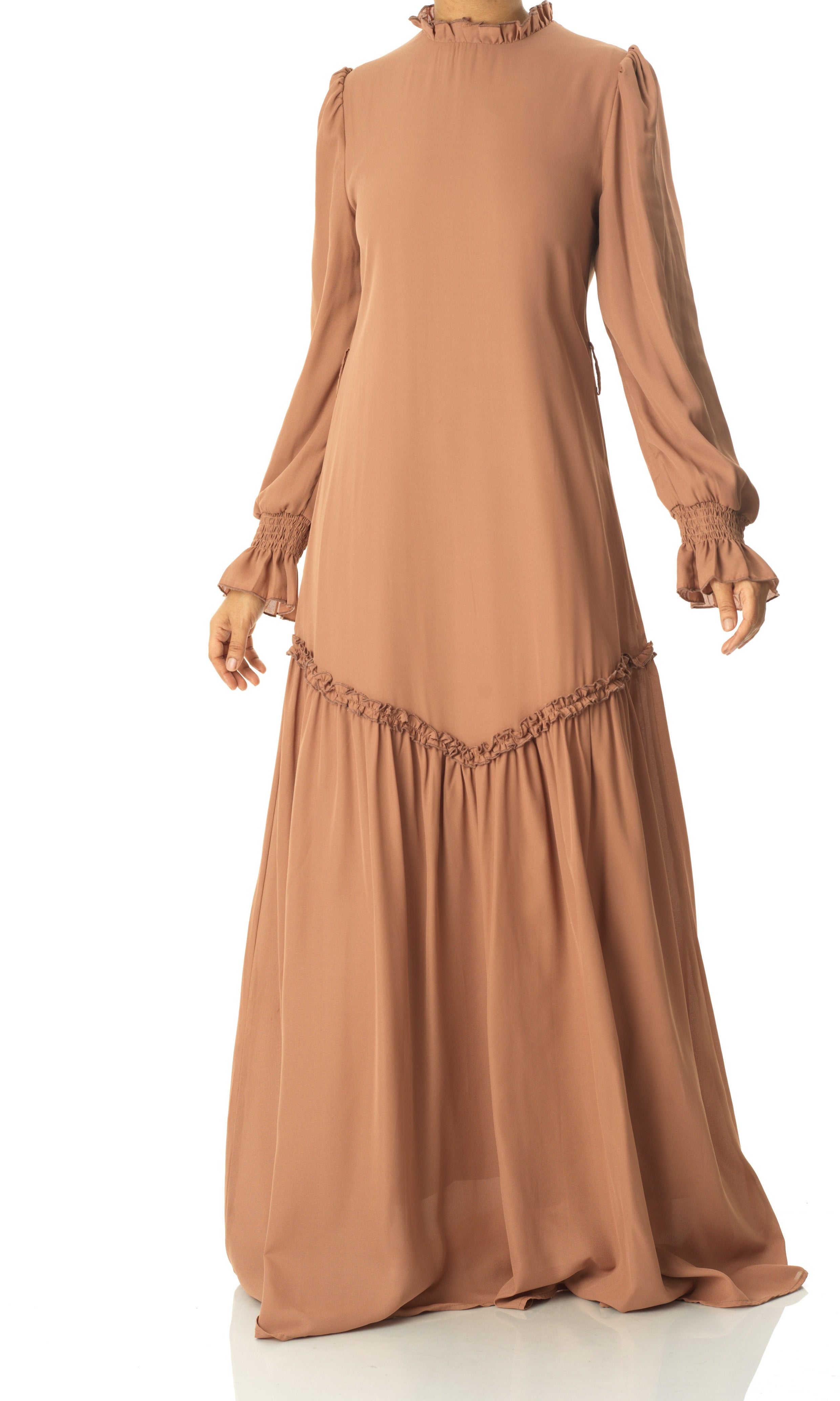 Soft Mocha Barcelona long sleeve maxi dress Kabayare