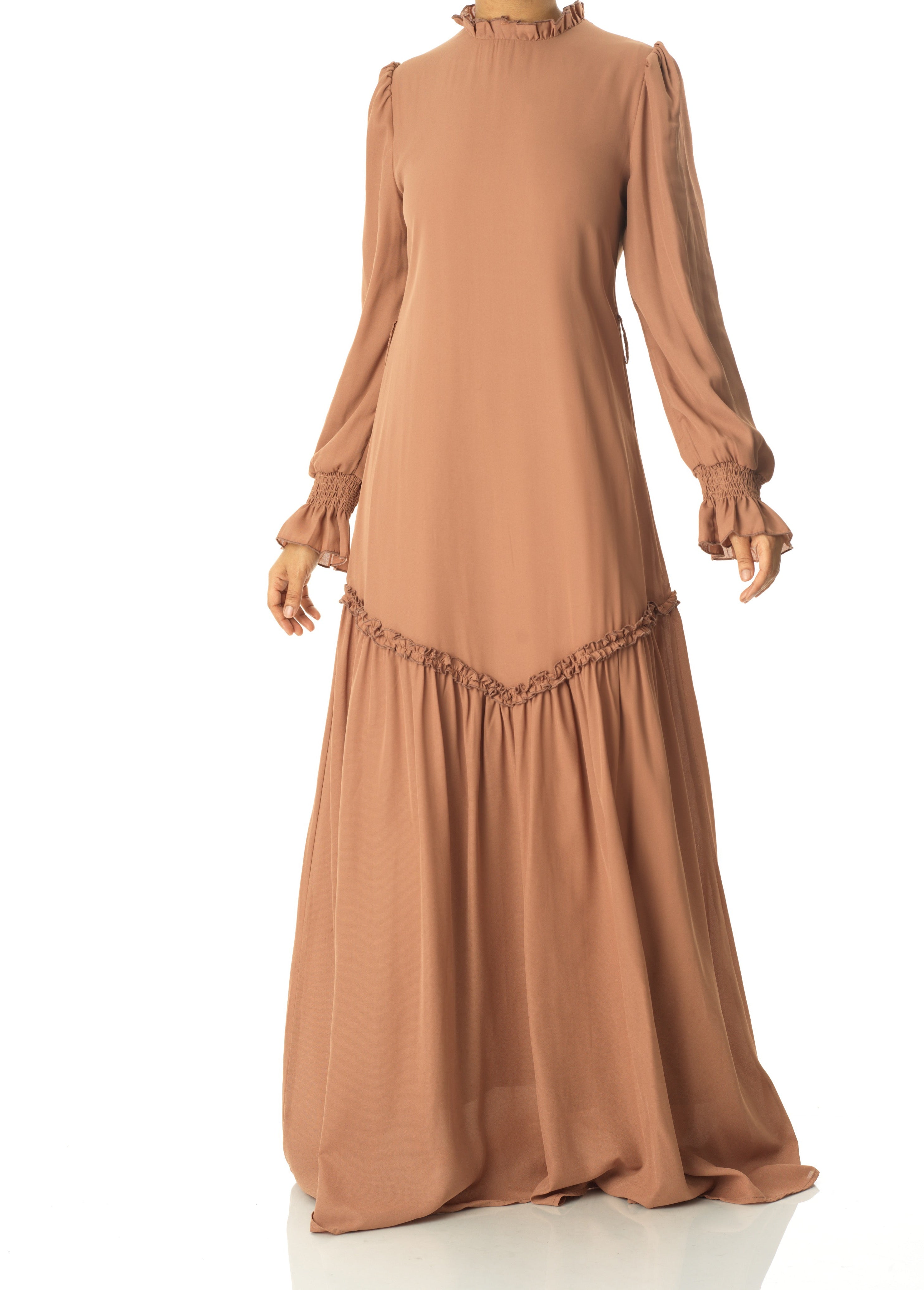 Soft Mocha Barcelona long sleeve maxi dress Kabayare