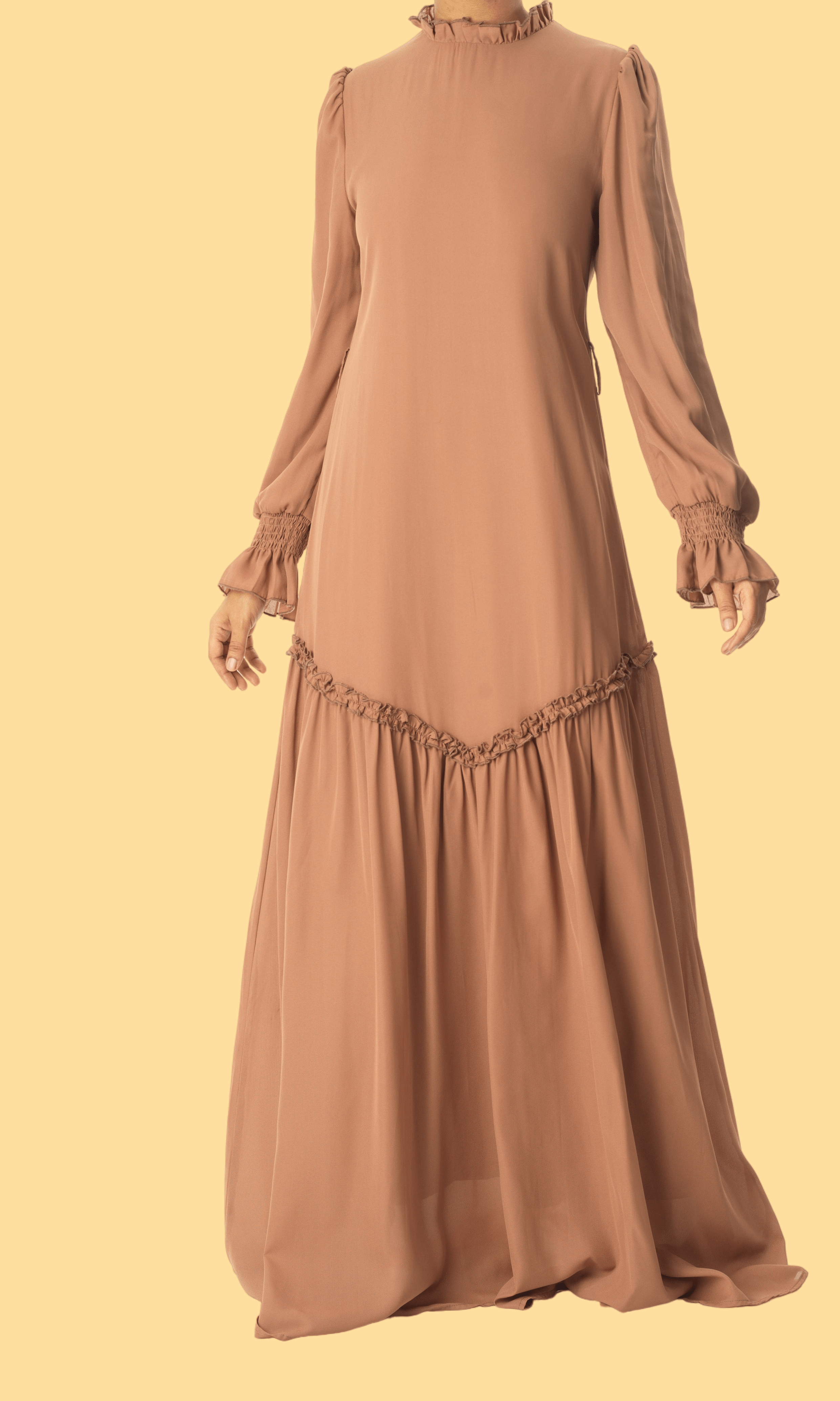 Soft Mocha Barcelona long sleeve maxi dress Kabayare