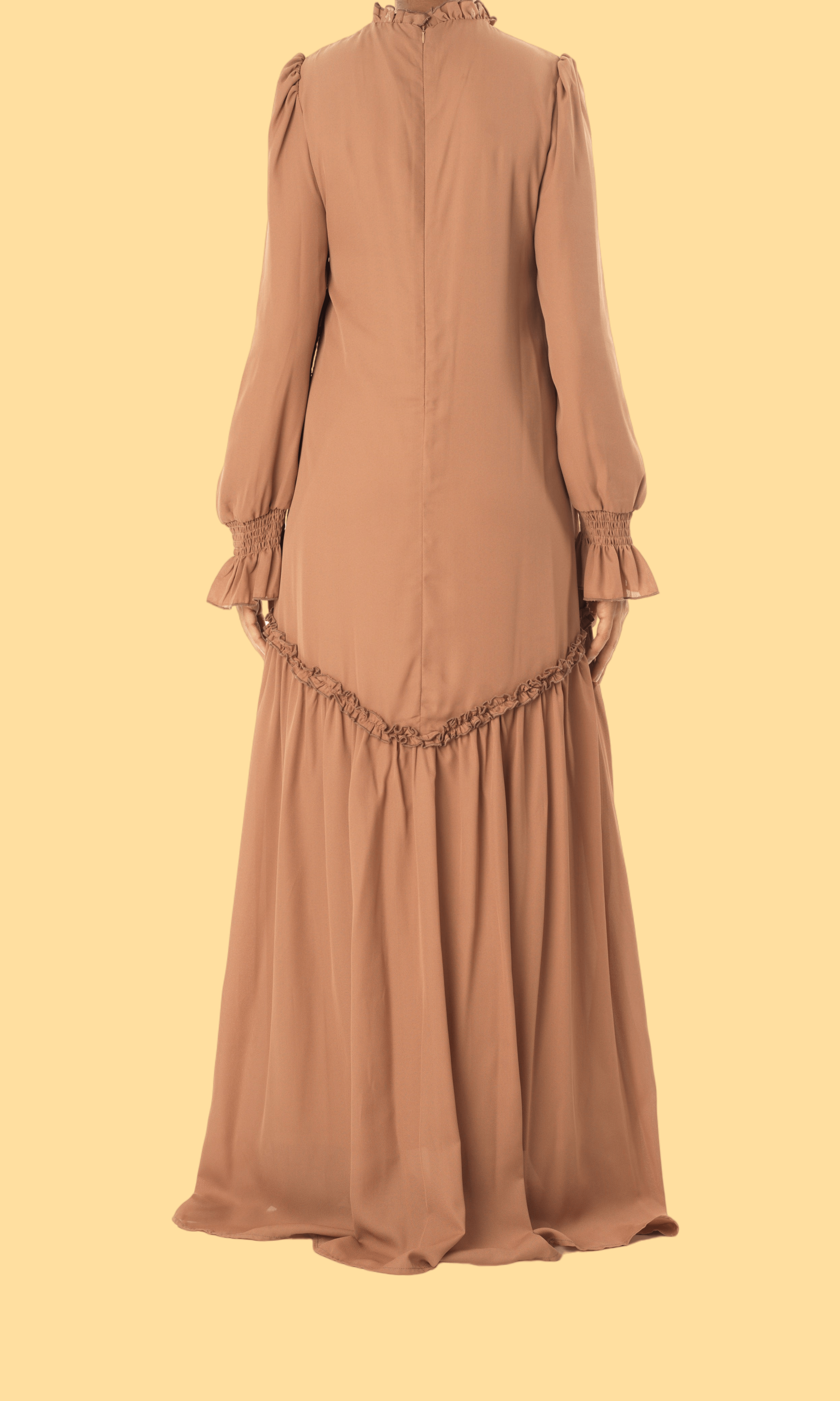 Soft Mocha Barcelona long sleeve maxi dress Kabayare