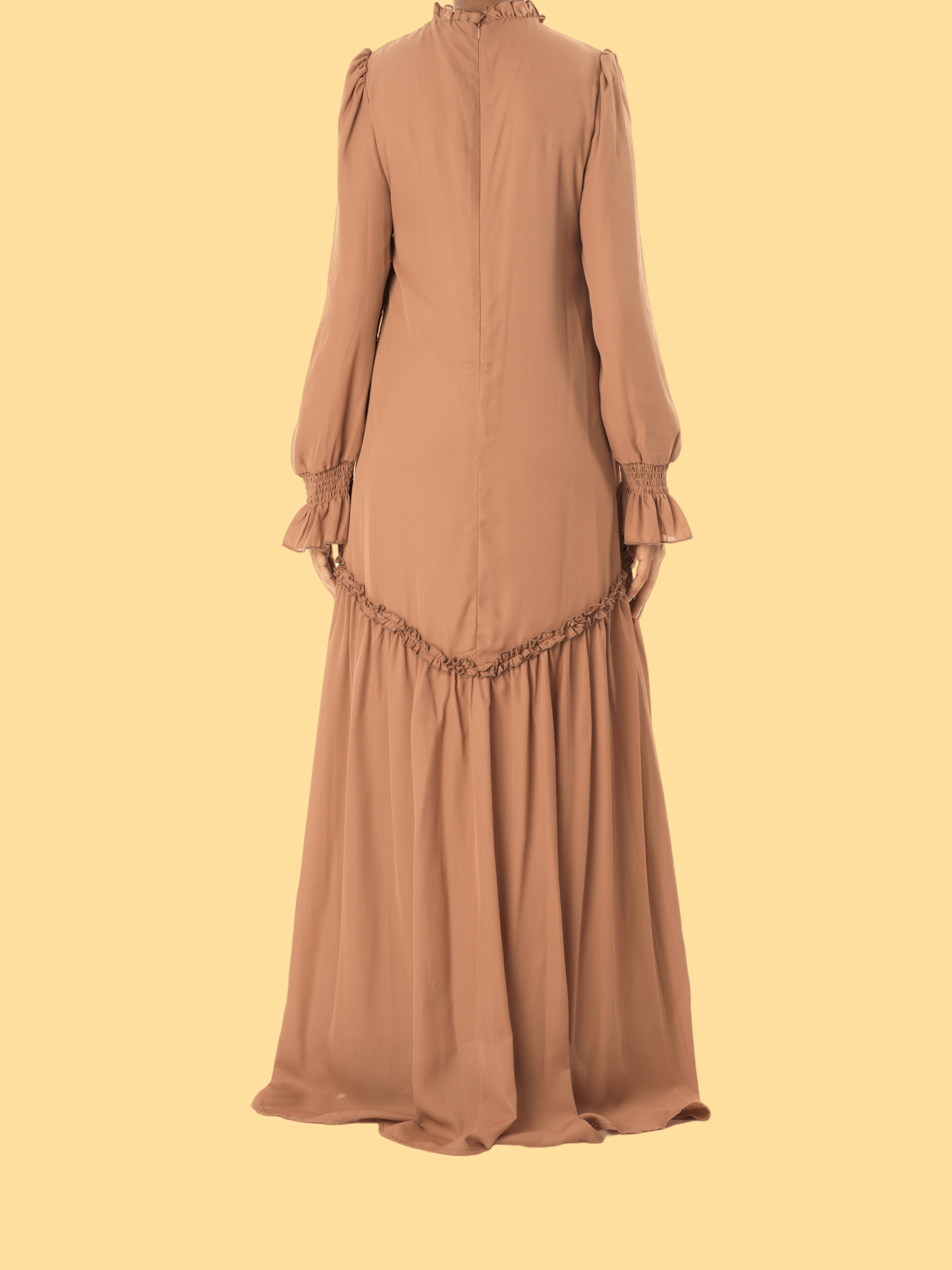 Soft Mocha Barcelona long sleeve maxi dress Kabayare