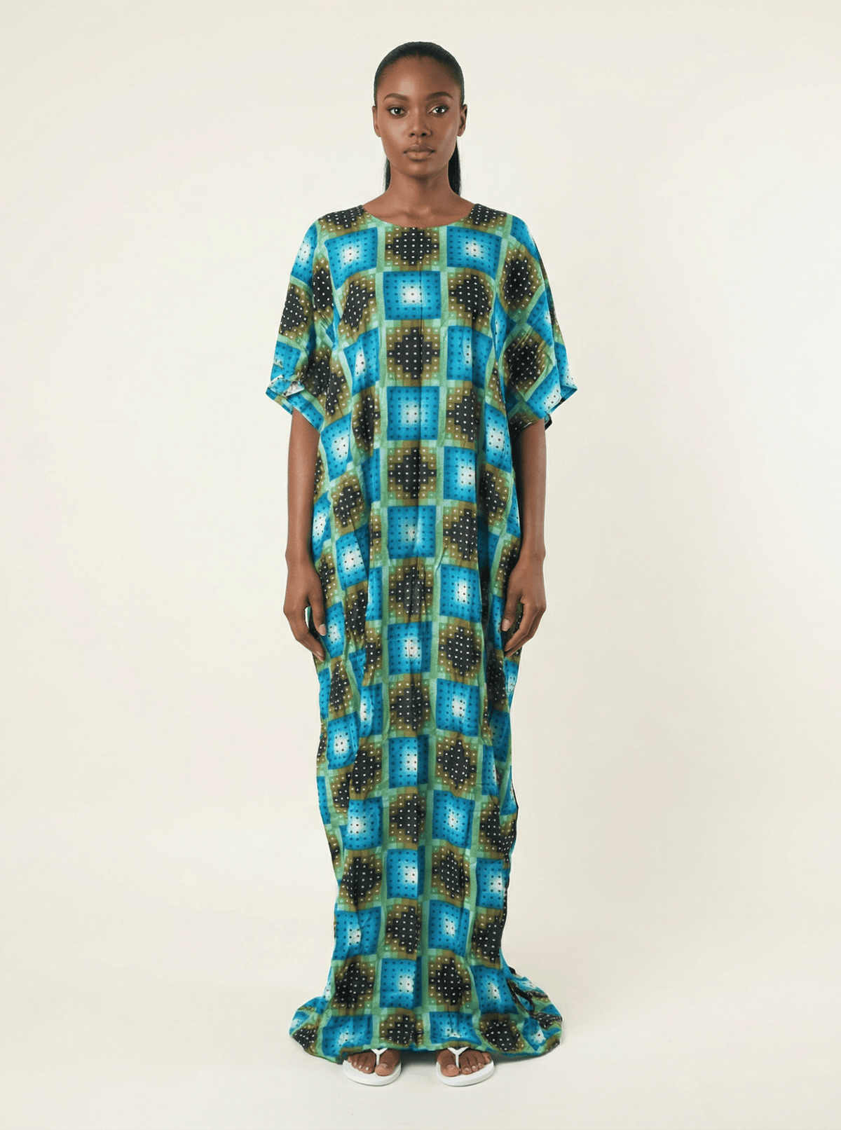 square print bati dress Kabayare