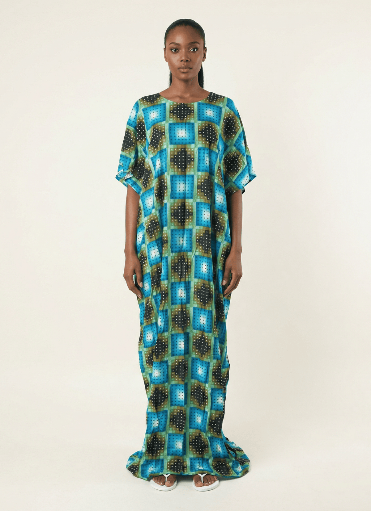 square print bati dress Kabayare