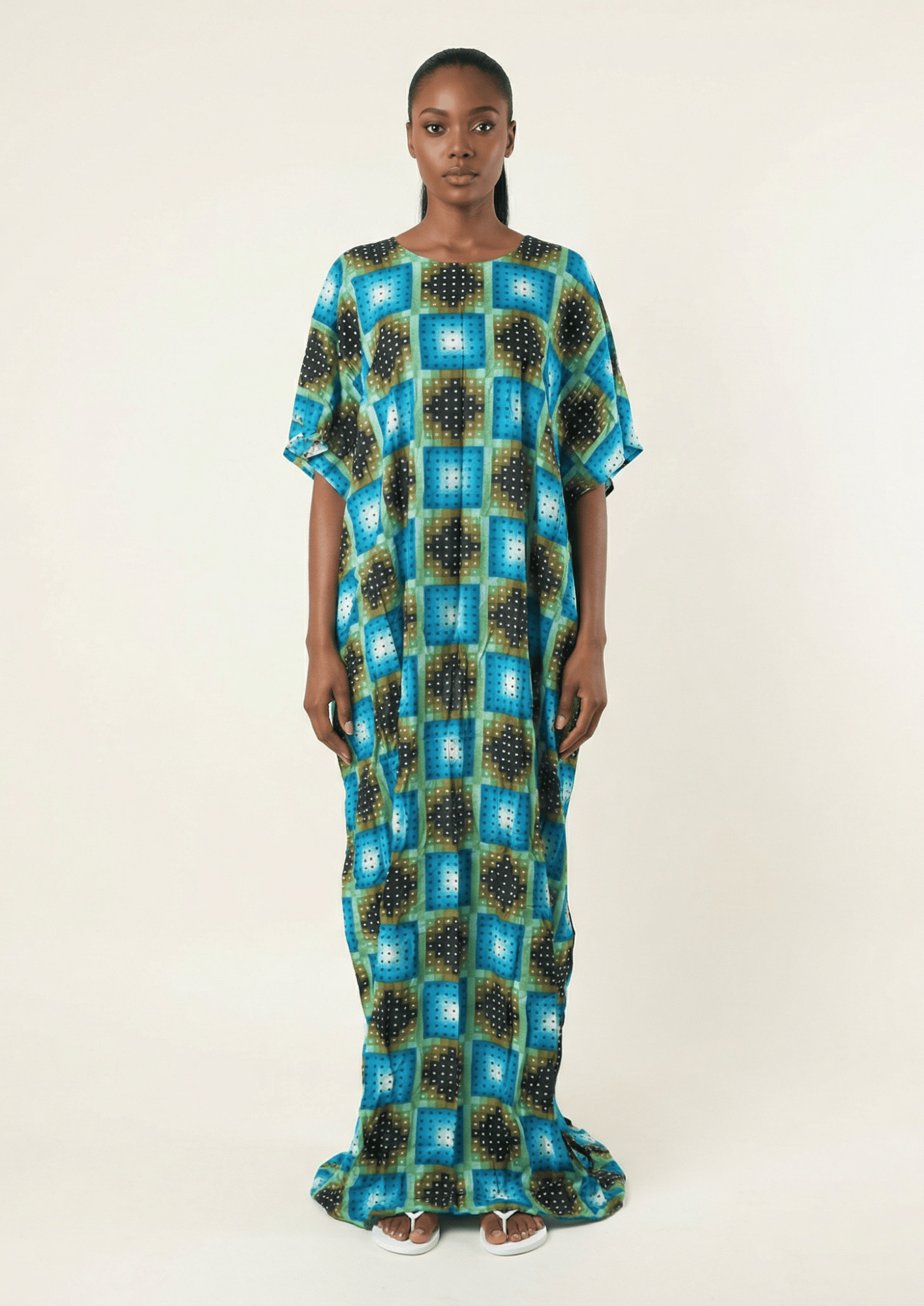 square print bati dress Kabayare
