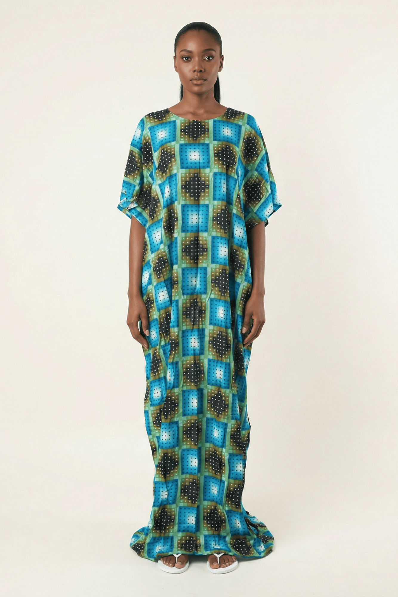 square print bati dress Kabayare