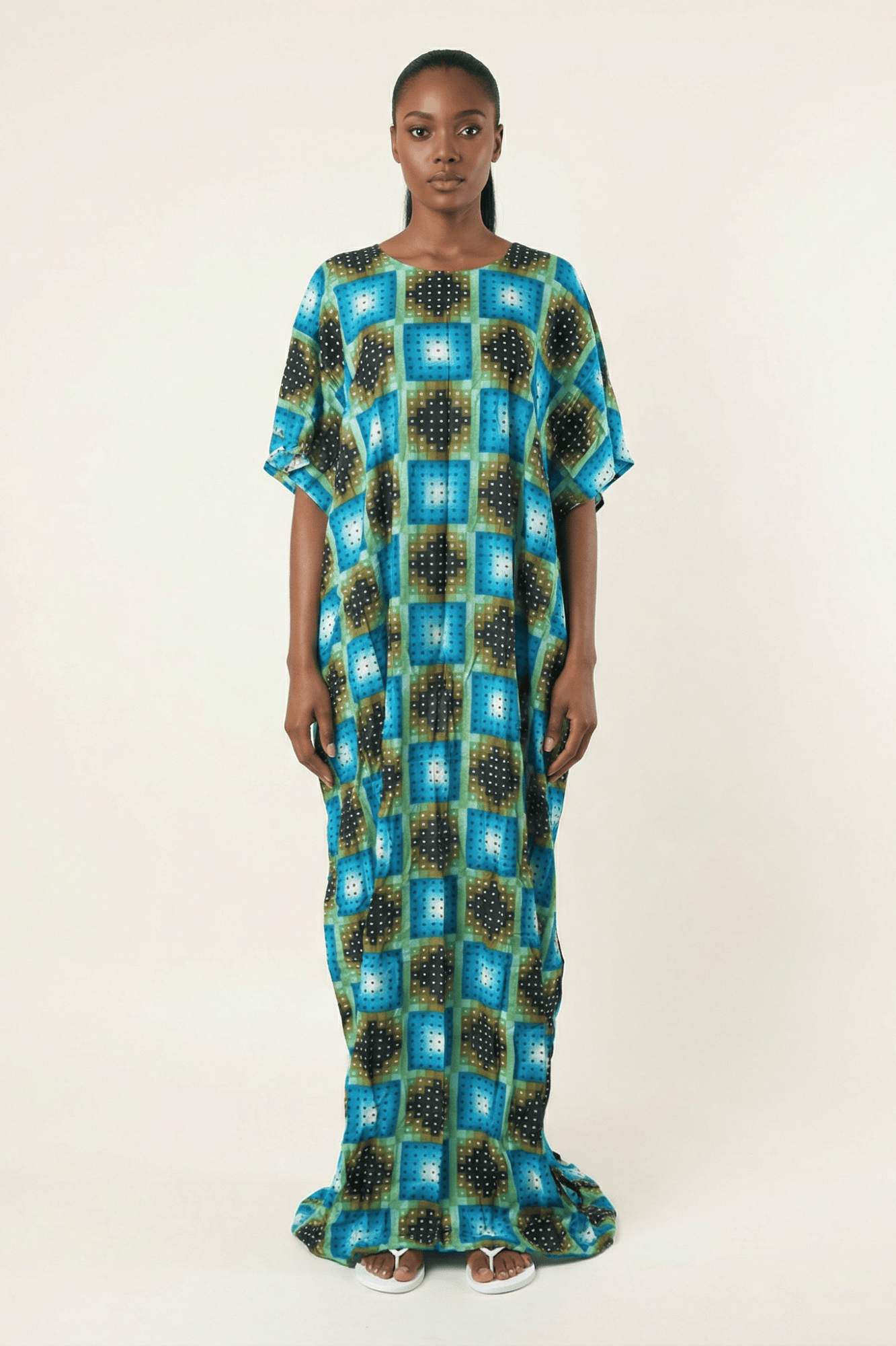 square print bati dress Kabayare