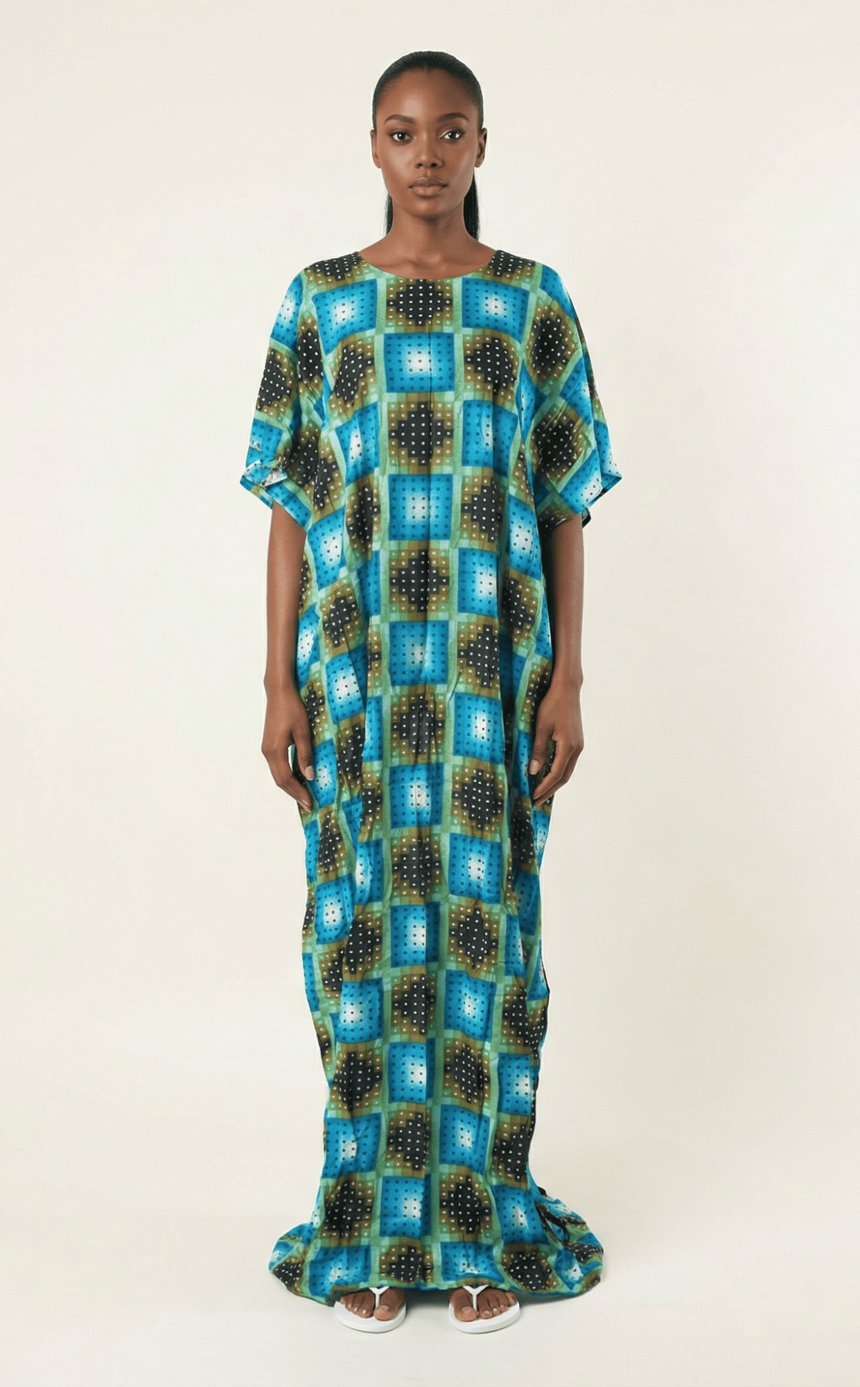 square print bati dress Kabayare