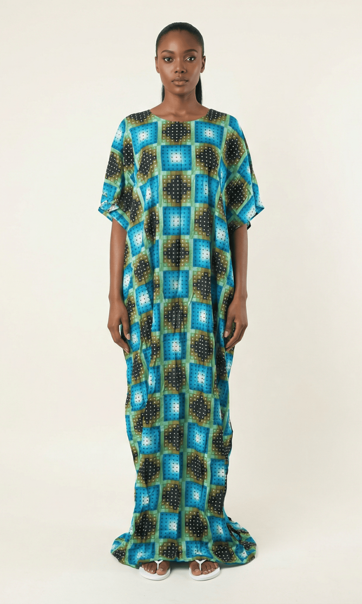 square print bati dress Kabayare