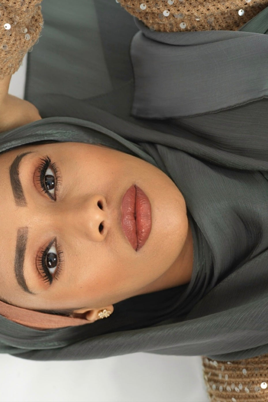 Stone Shimmering Silk Chiffon hijab Kabayare