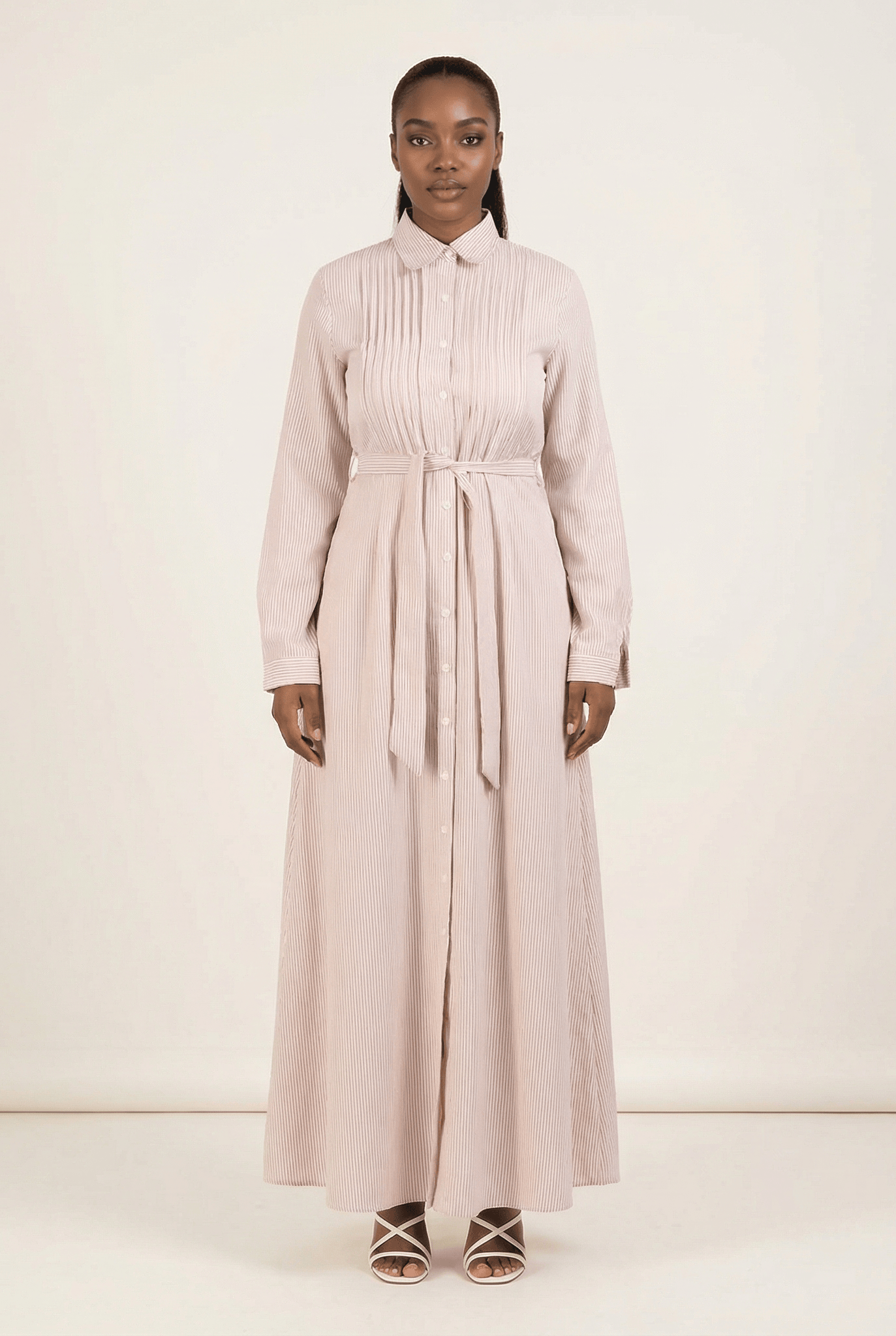 striped button down maxi dress Kabayare