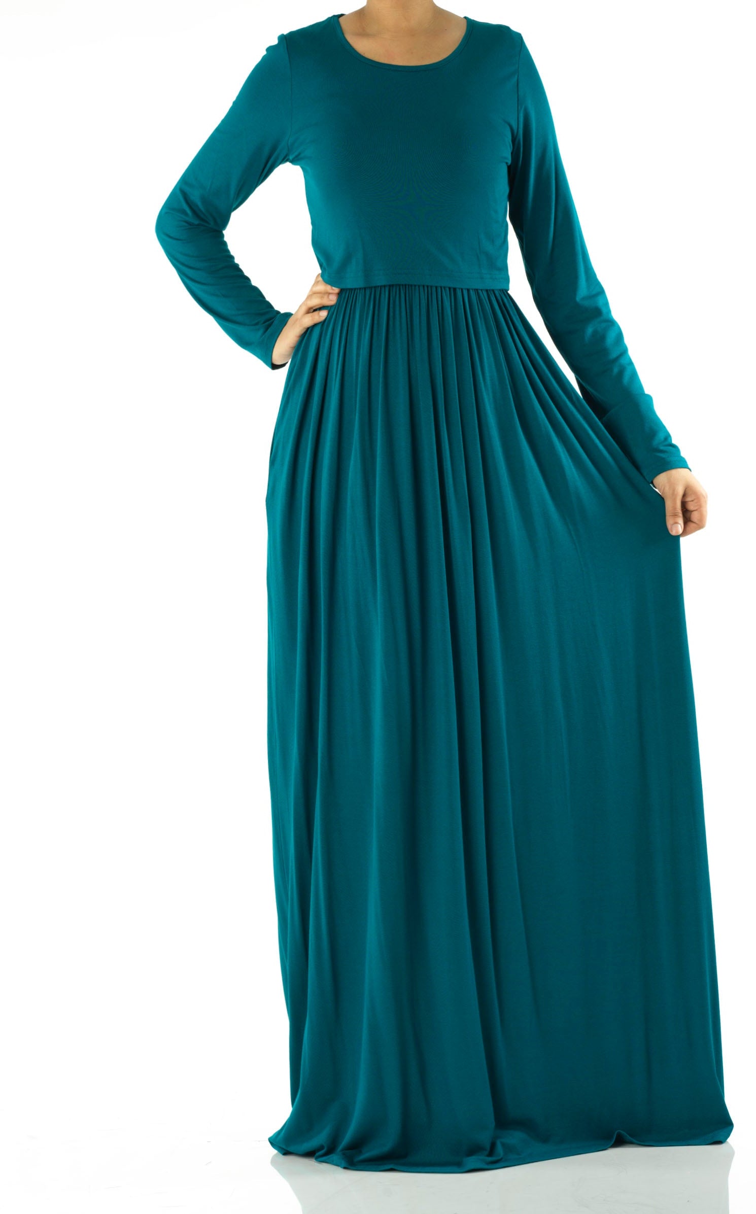 Teal Blue Super soft Nursing Modest maxi dress Kabayare