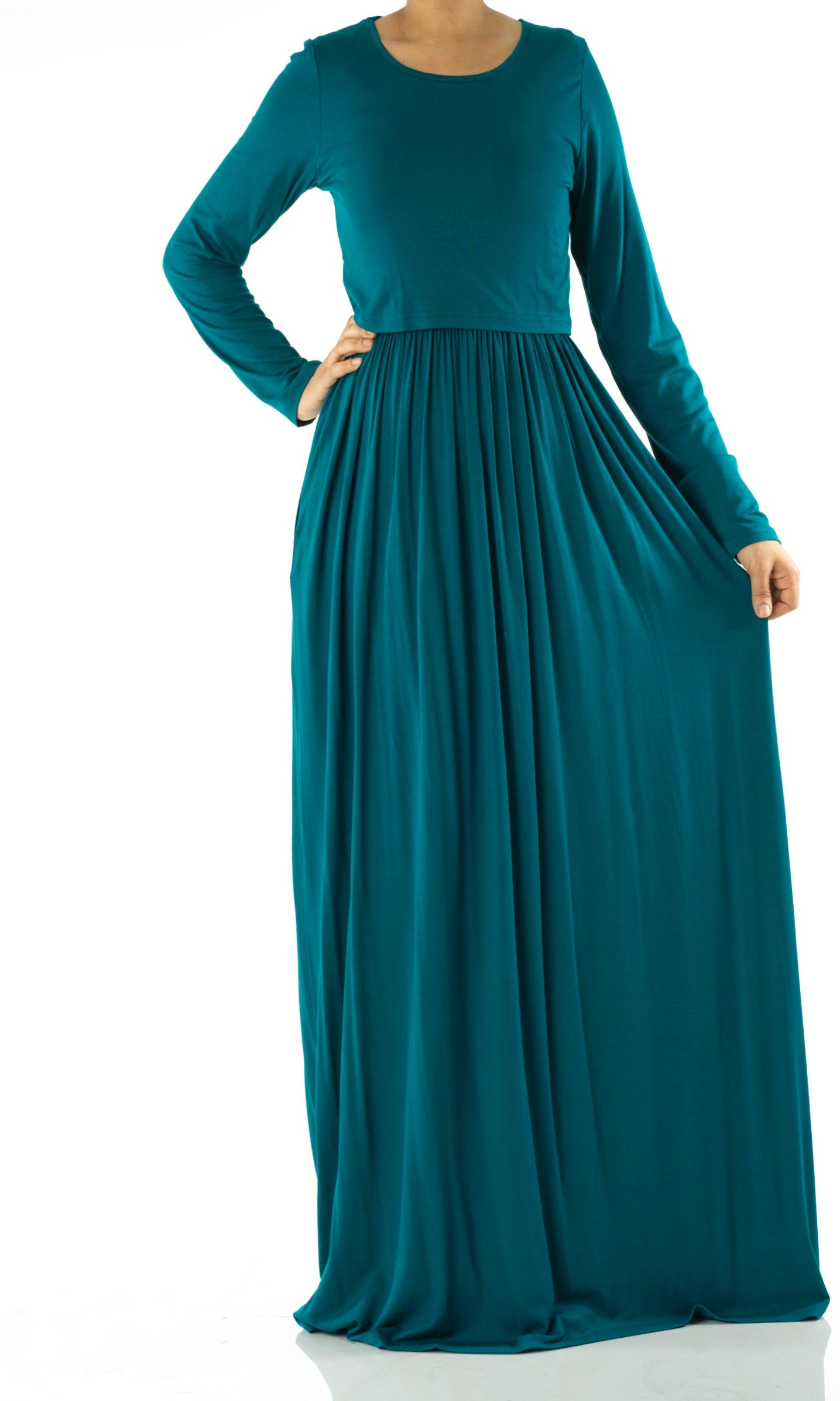 Teal Blue Super soft Nursing Modest maxi dress Kabayare